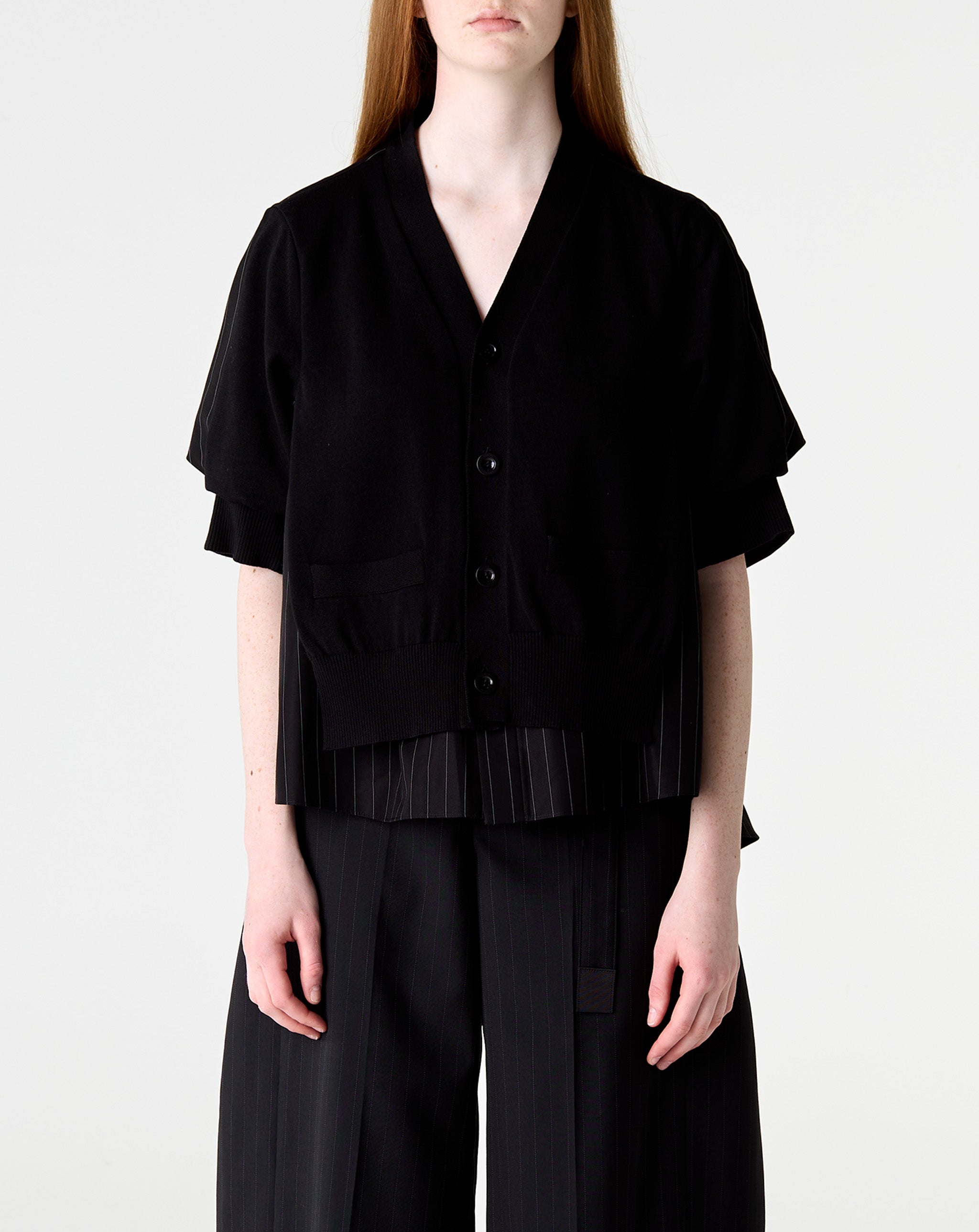 Chalk Stripe X Knit Cardigan