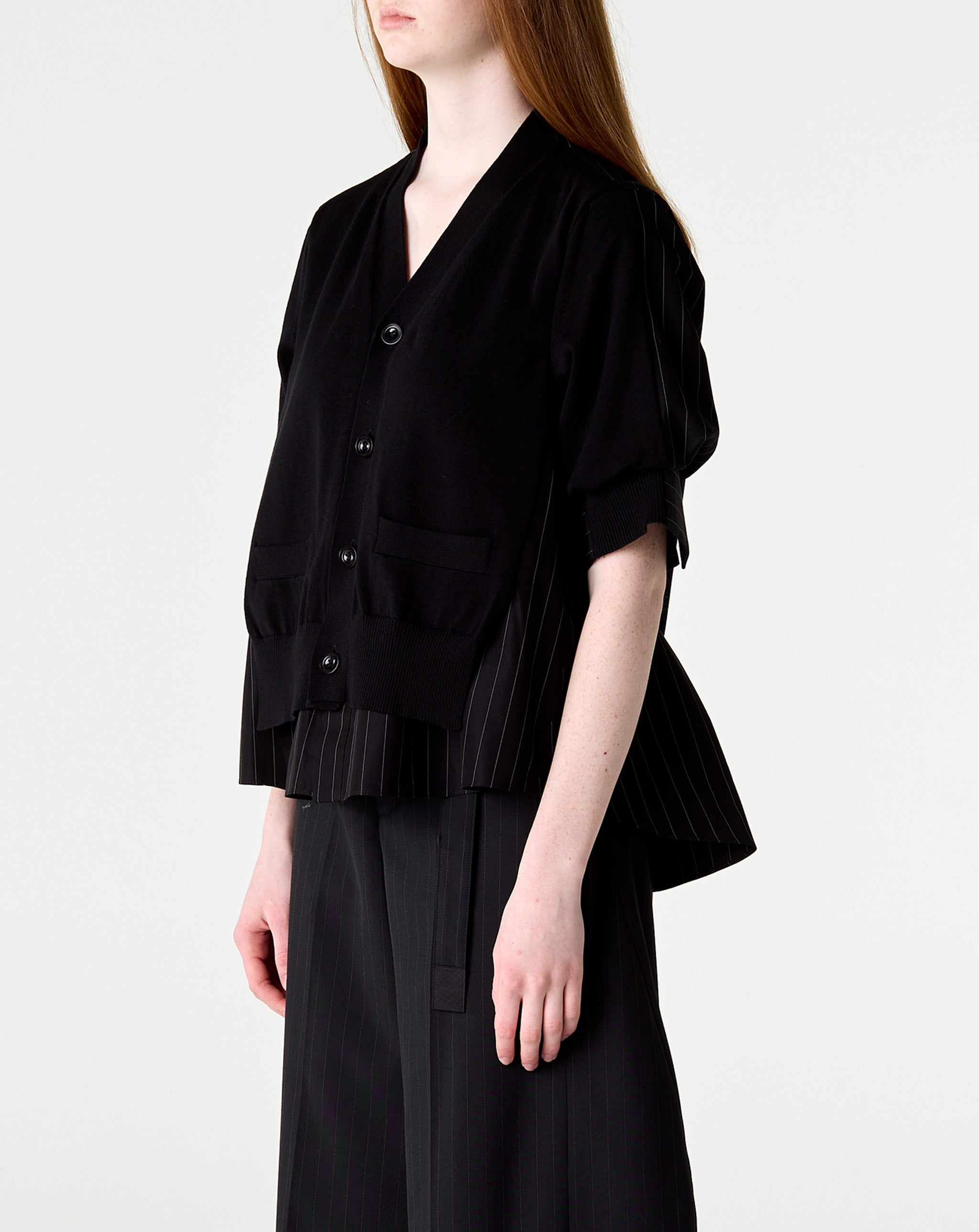 Chalk Stripe X Knit Cardigan