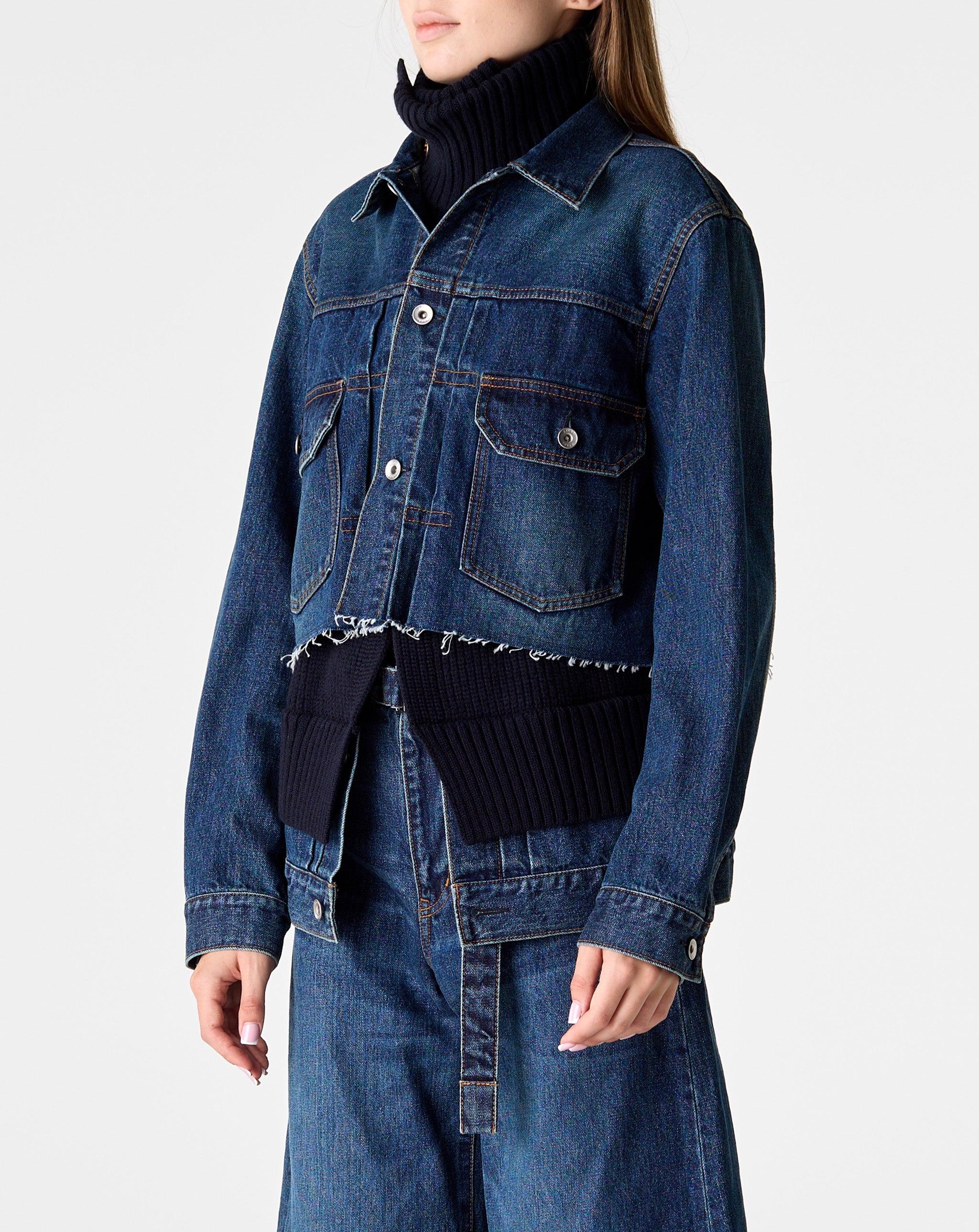 Denim X Wool Knit Jacket