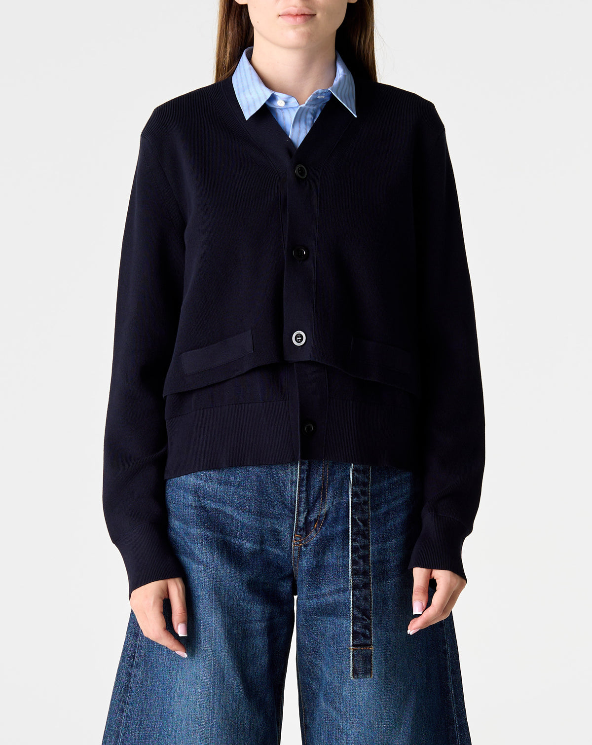 Poplin X Cotton Knit Cardigan