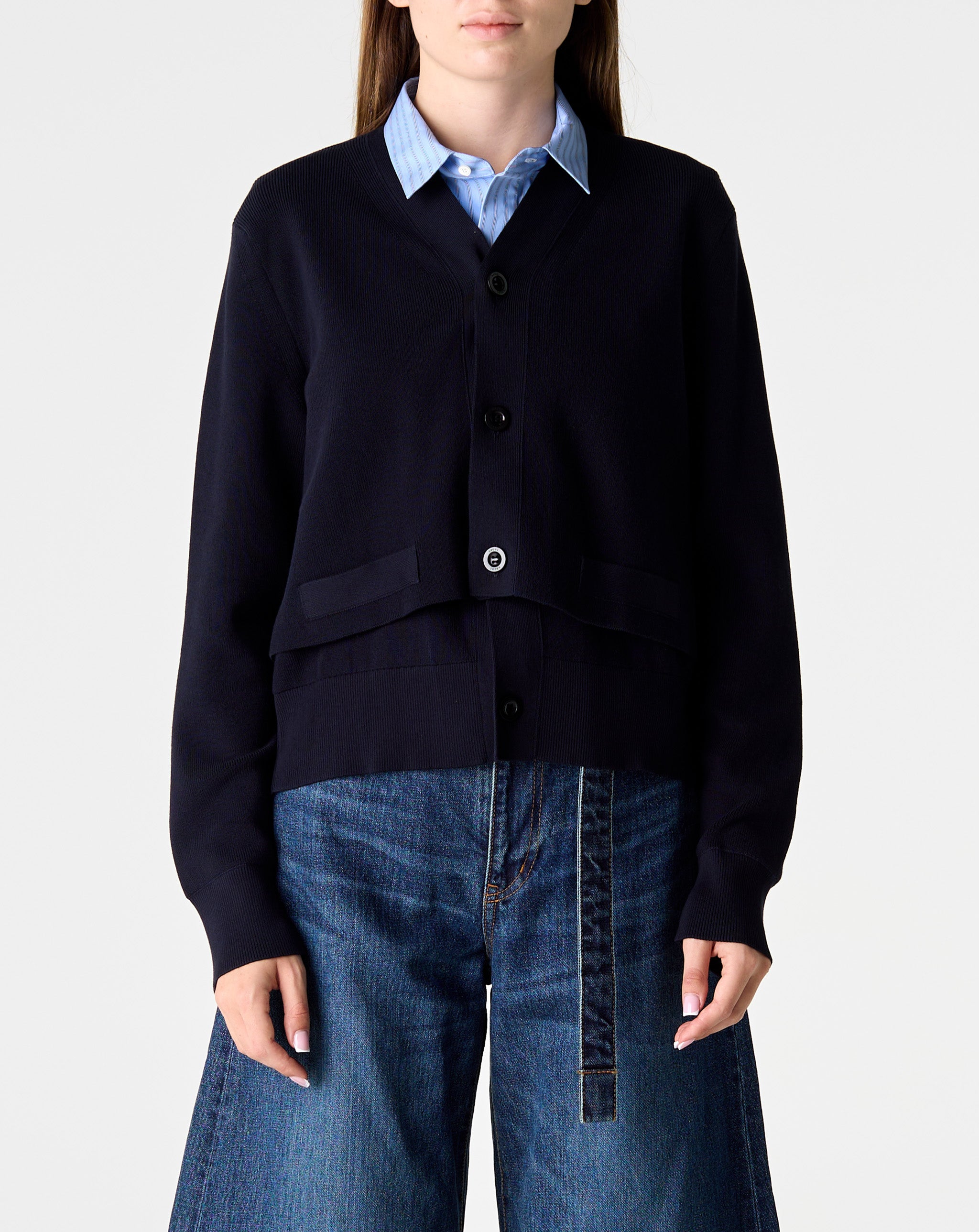 Poplin X Cotton Knit Cardigan