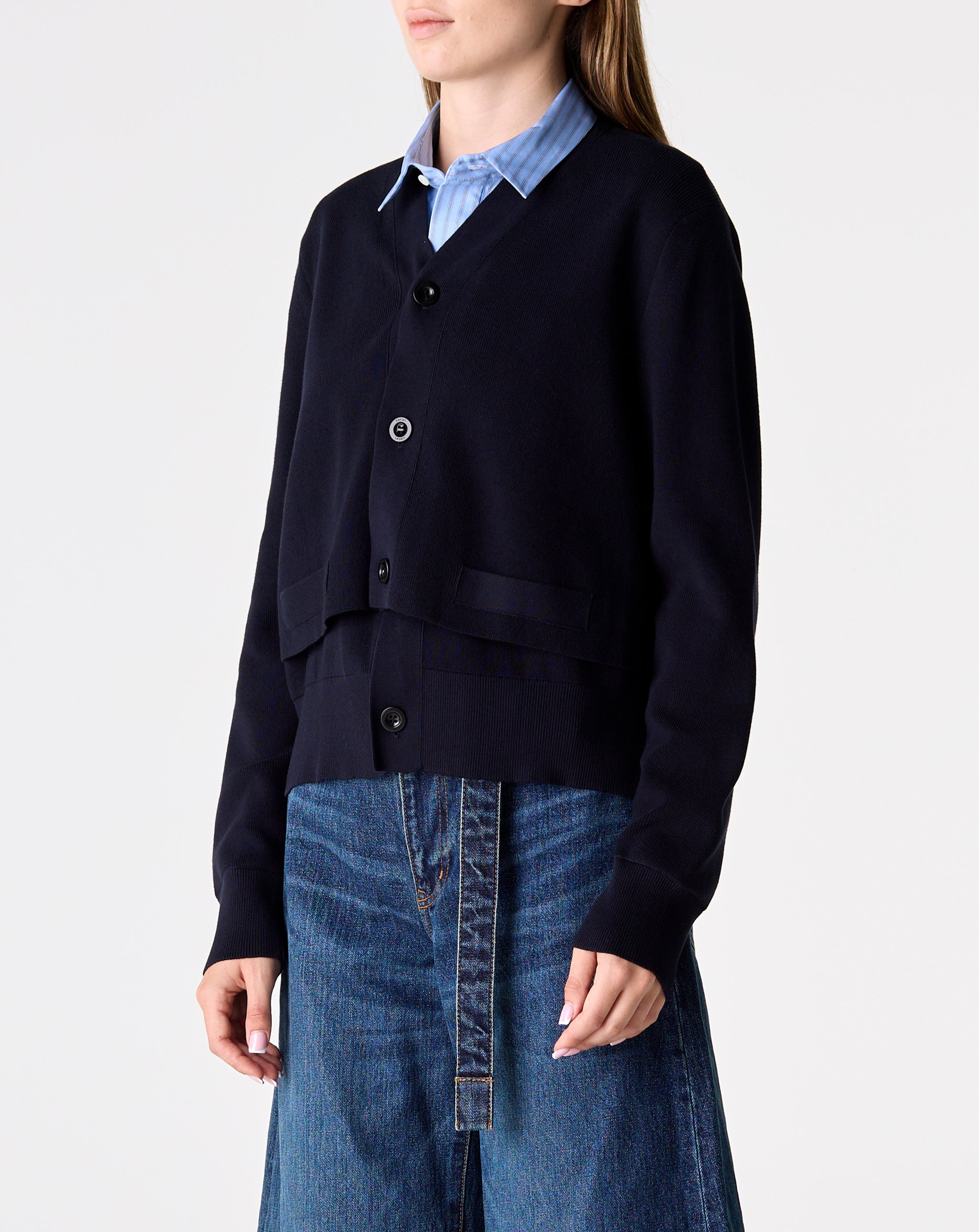 Poplin X Cotton Knit Cardigan