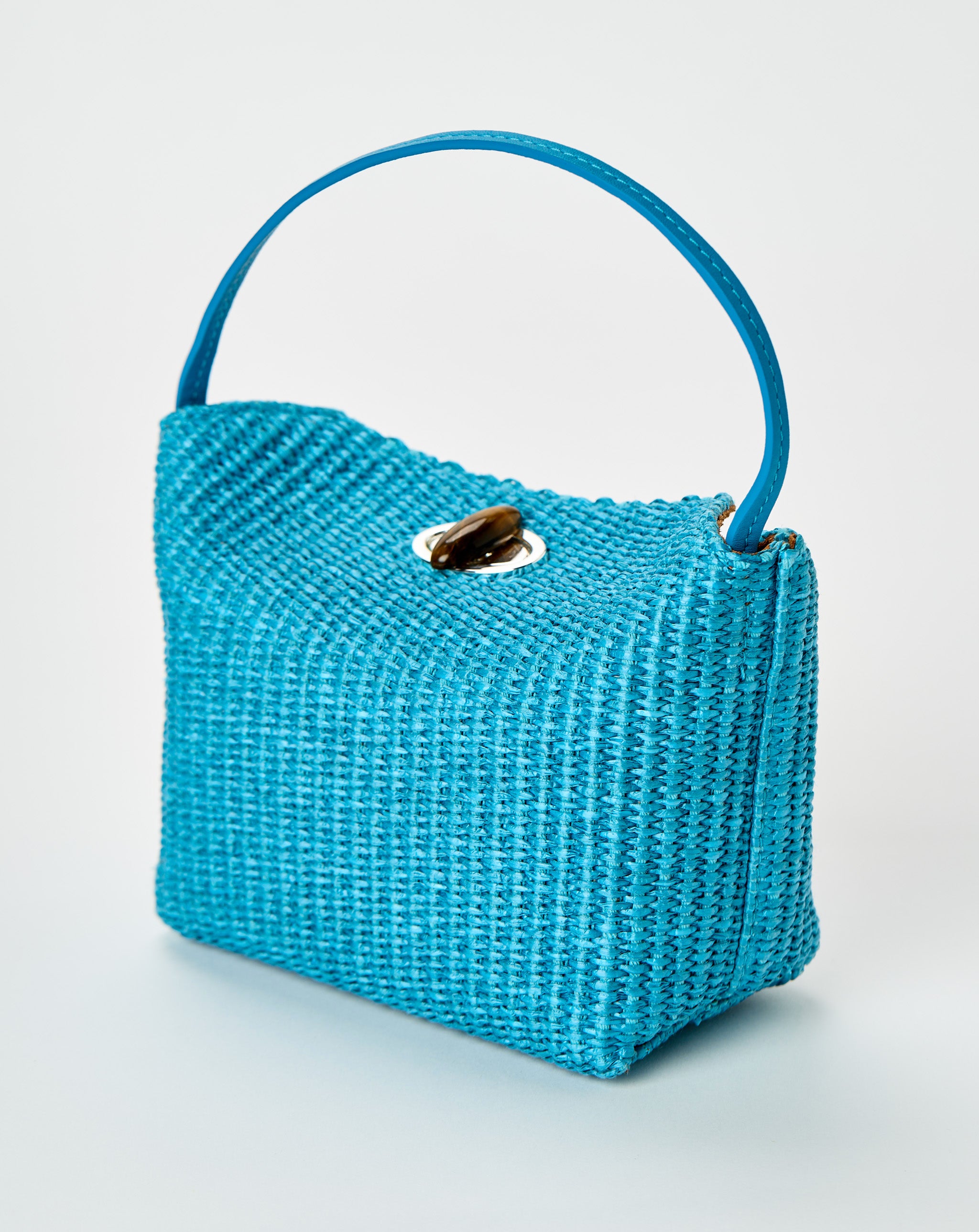 Turnlock Raffia Mini Shoulder