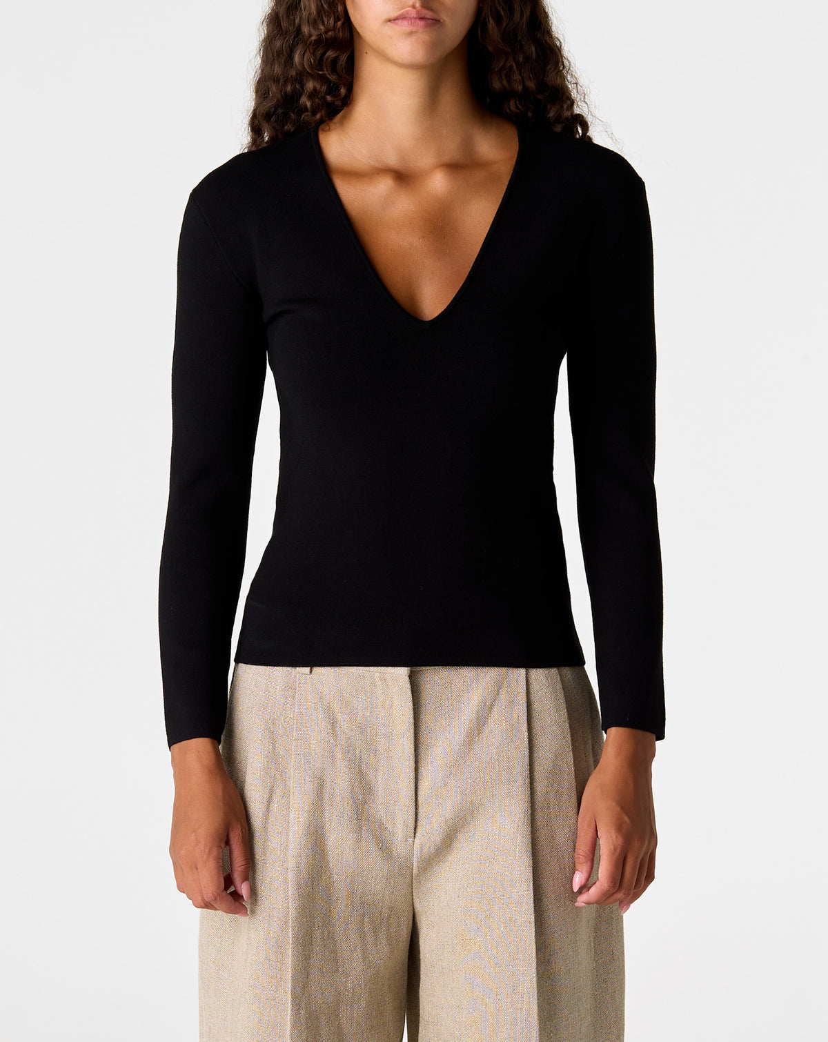 Compact Knit V-Neck