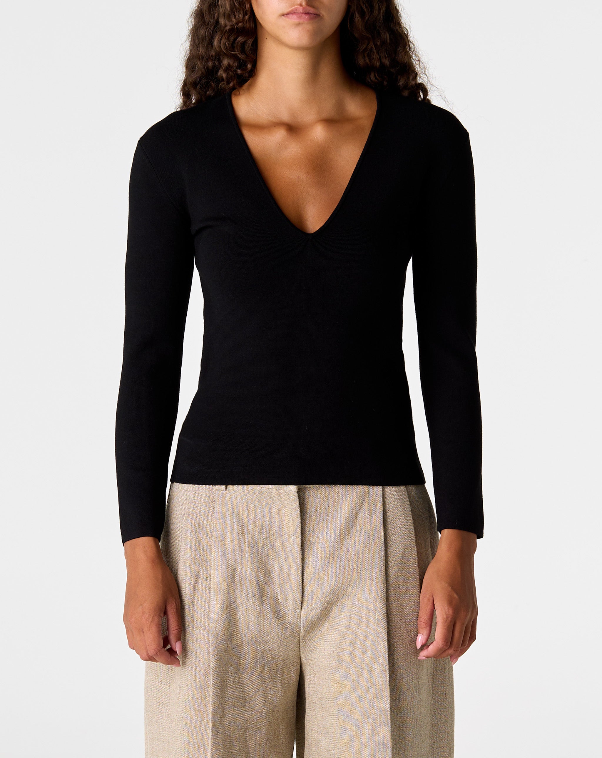 Compact Knit V-Neck