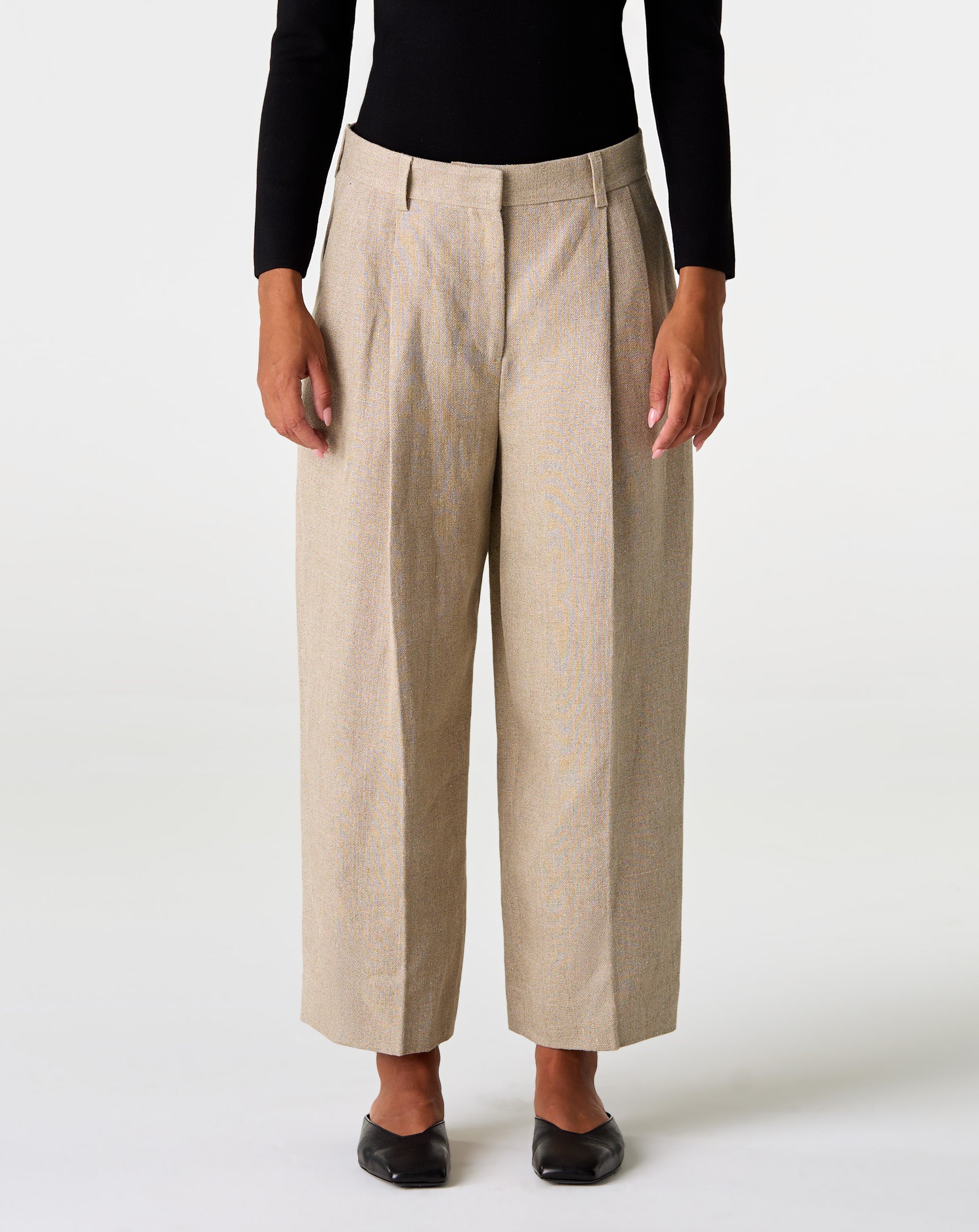 Double Pleat Linen Trousers