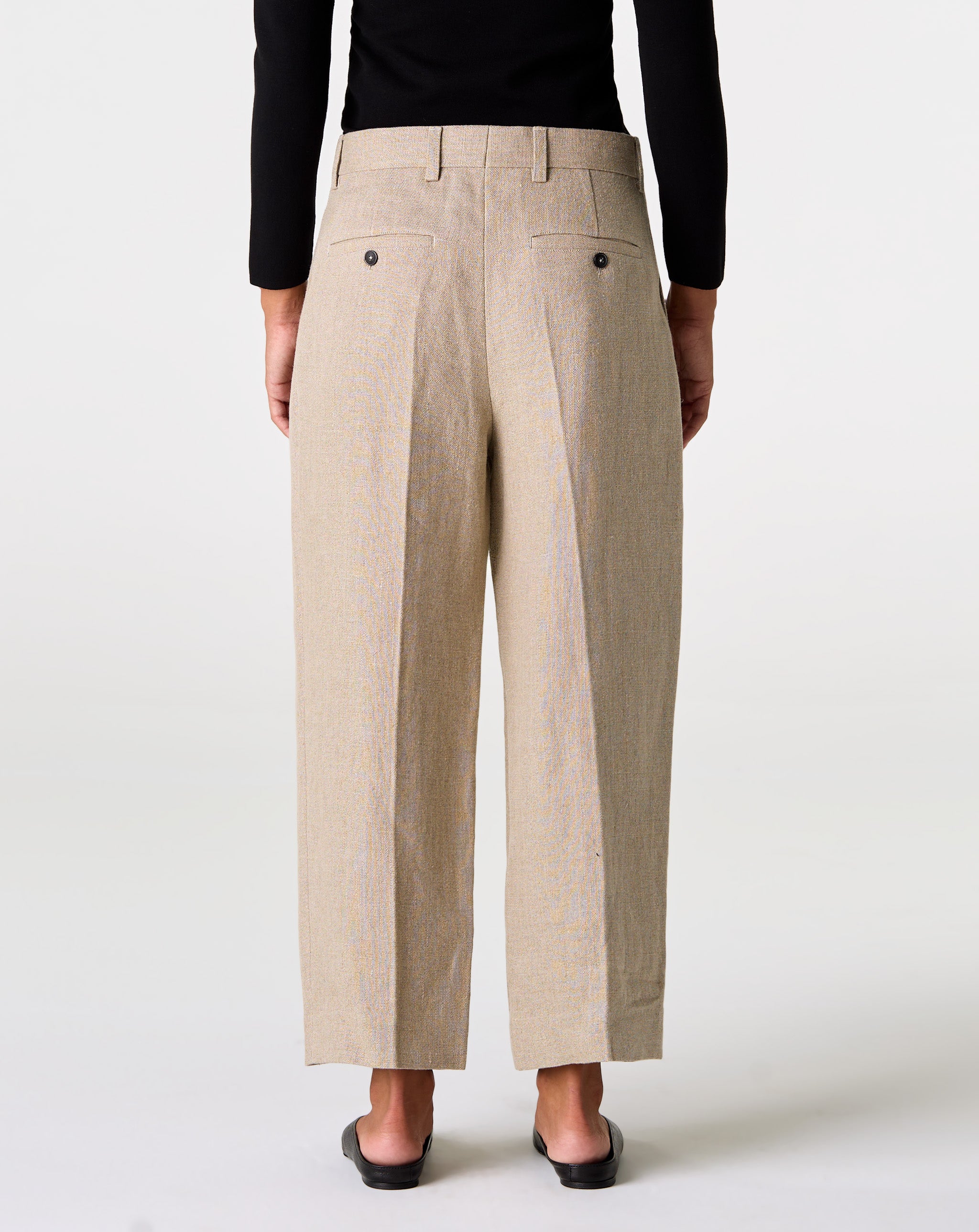 Double Pleat Linen Trousers