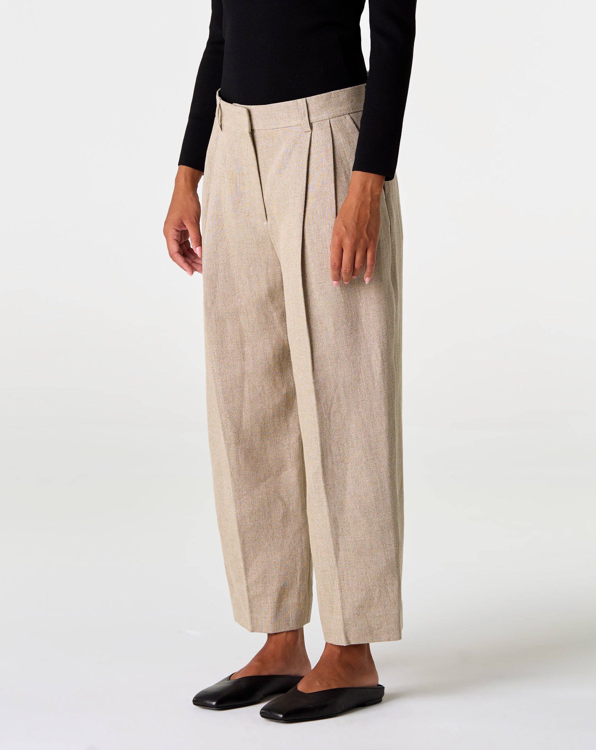 Double Pleat Linen Trousers