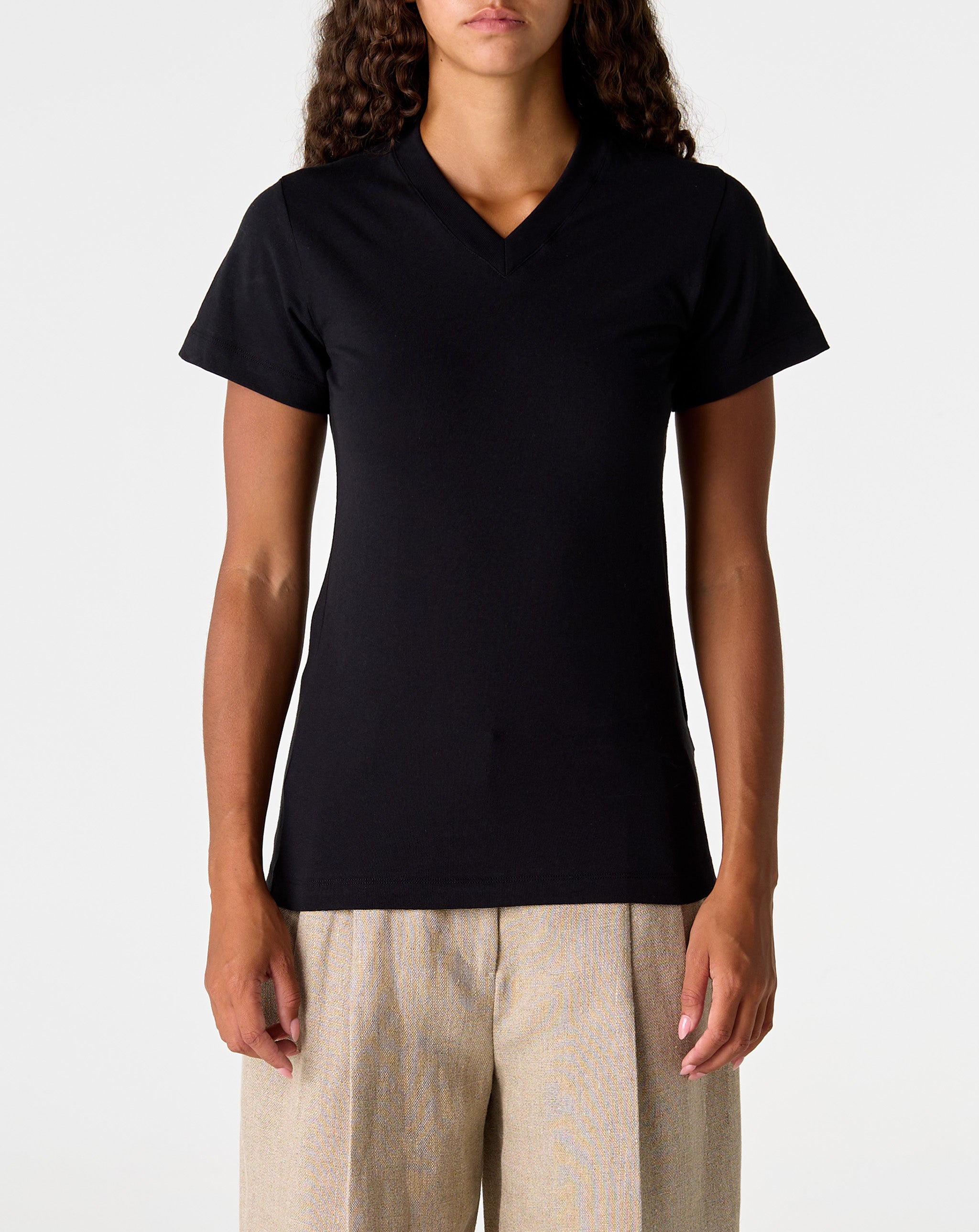 Wide Ribbed V-Neck Tee