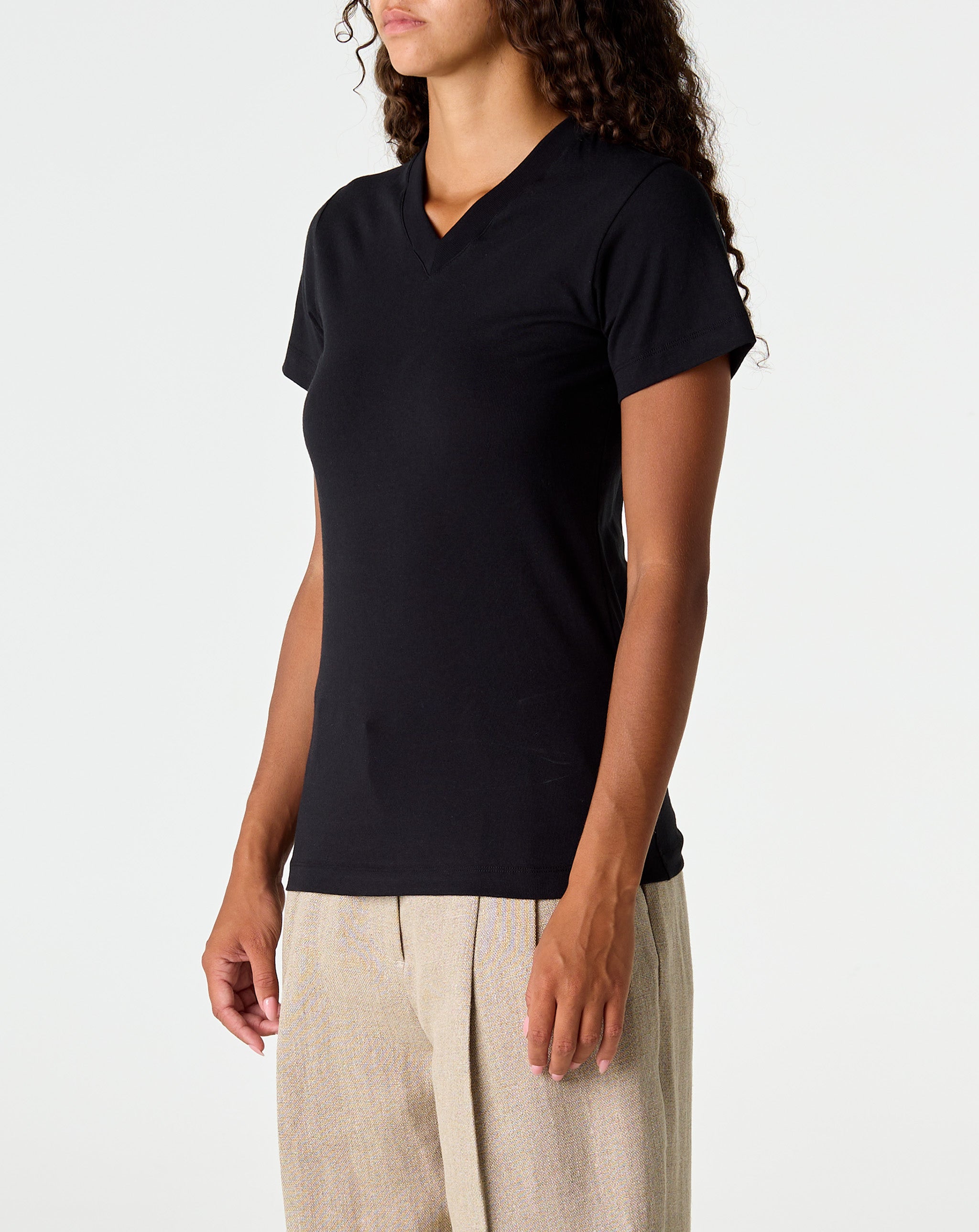 Wide Ribbed V-Neck Tee