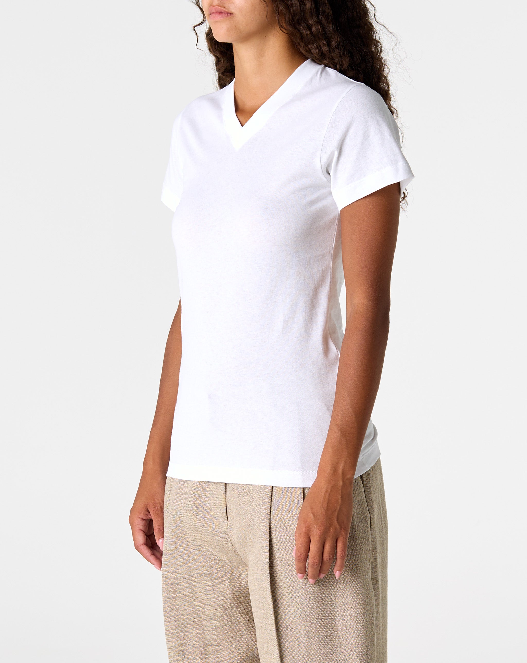 Wide Ribbed V-Neck Tee