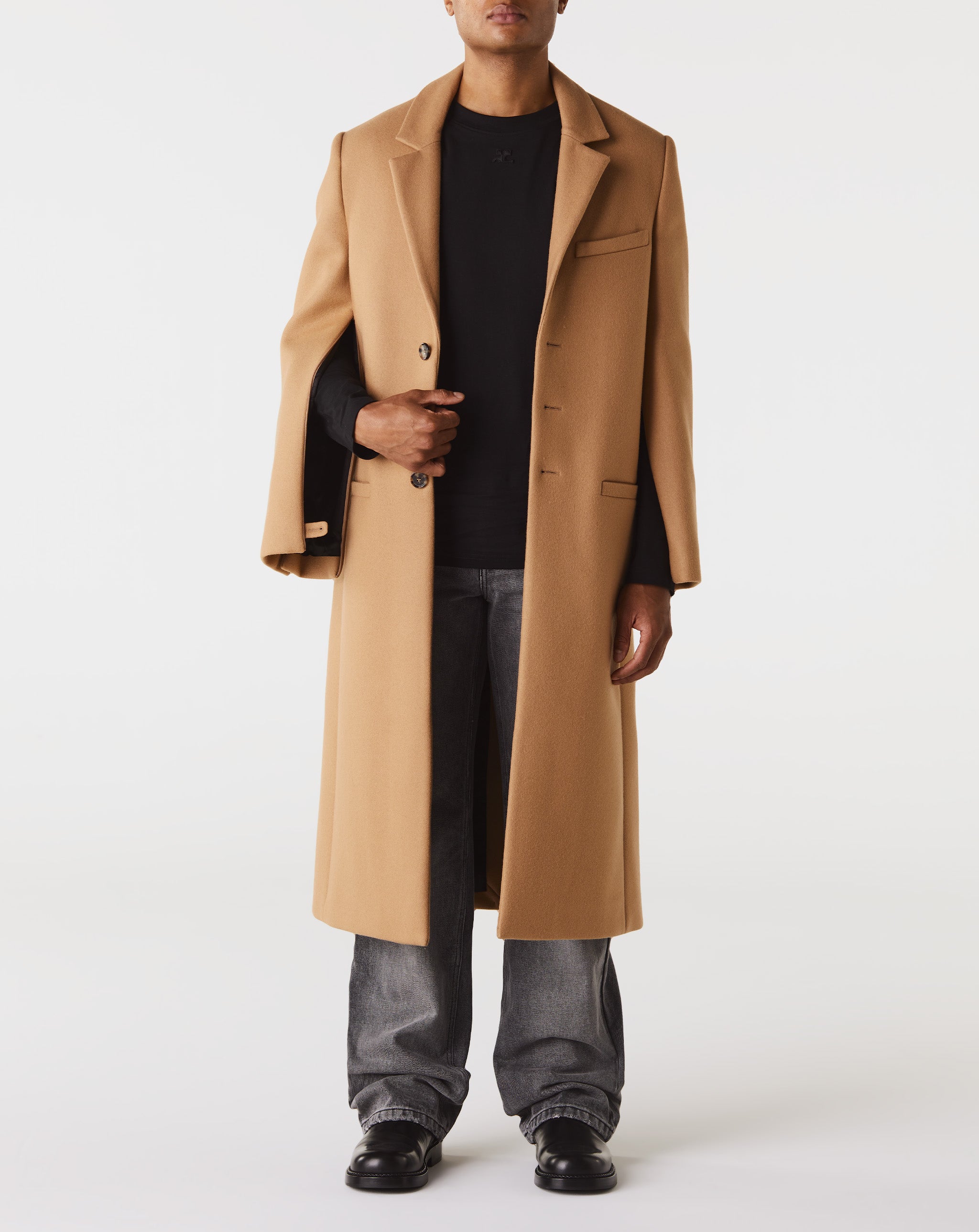 Zipped Sleeves Wool Coat