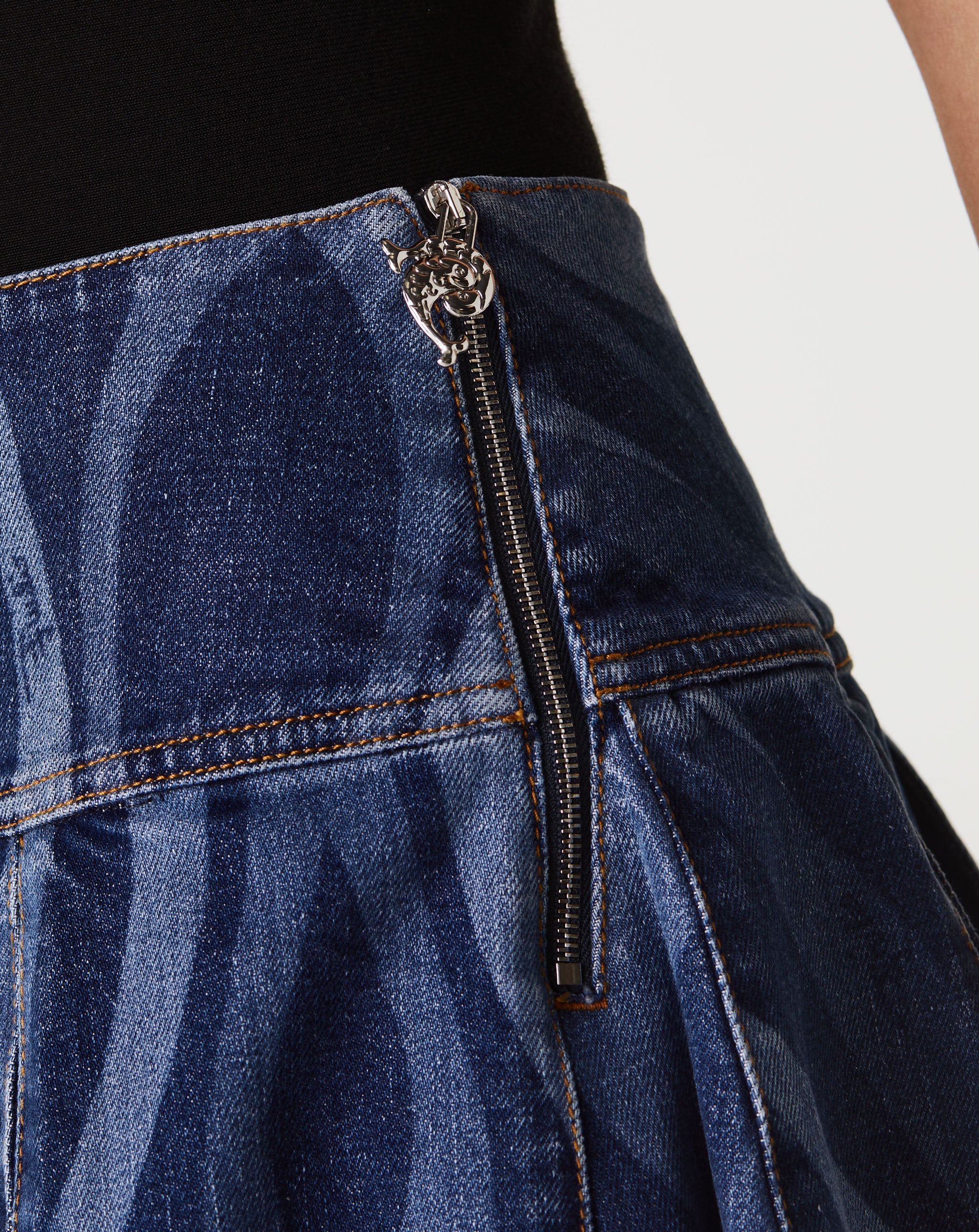 Laser Denim Mini Skirt