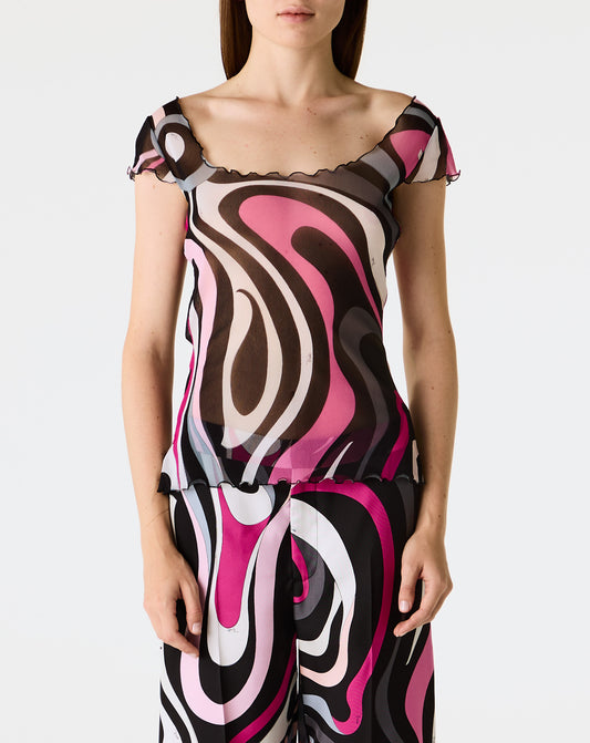 Tulle Cap Sleeve Top