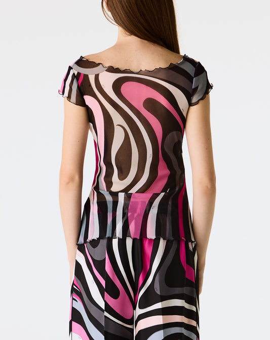 Tulle Cap Sleeve Top