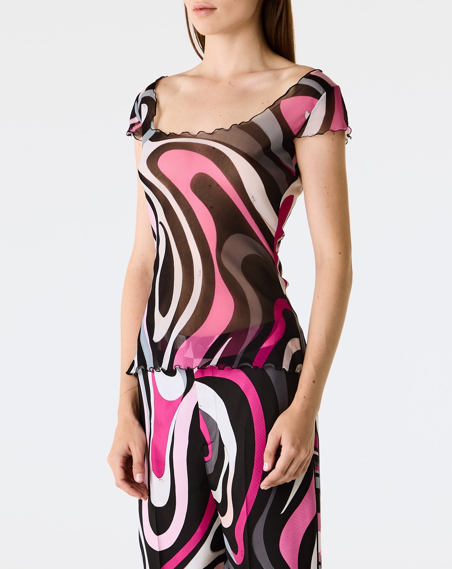 Tulle Cap Sleeve Top
