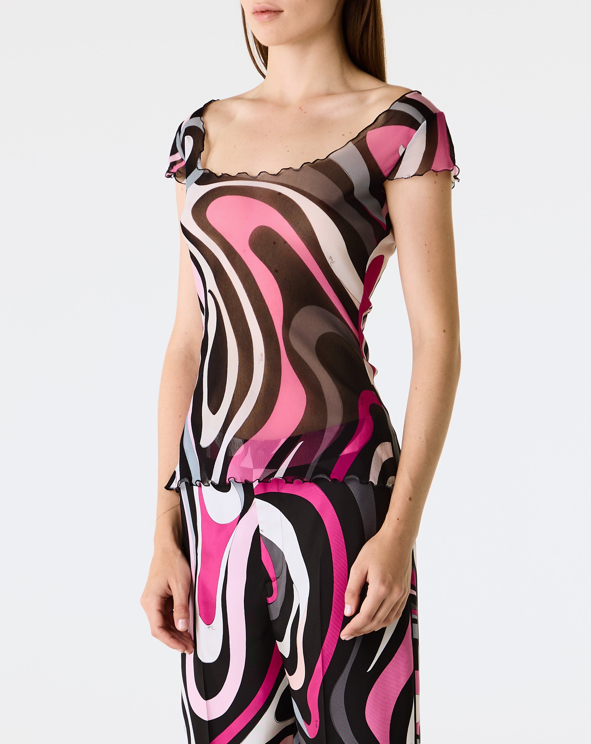 Tulle Cap Sleeve Top