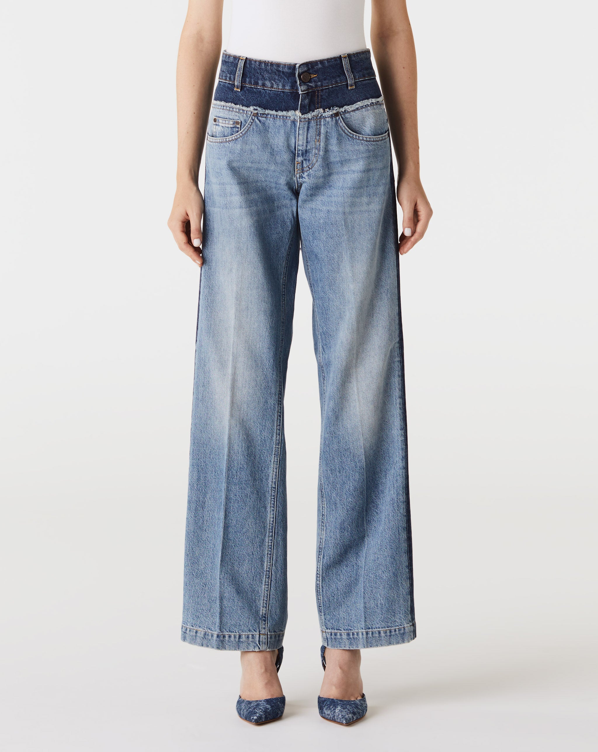 Paneled Blue Denim Jeans