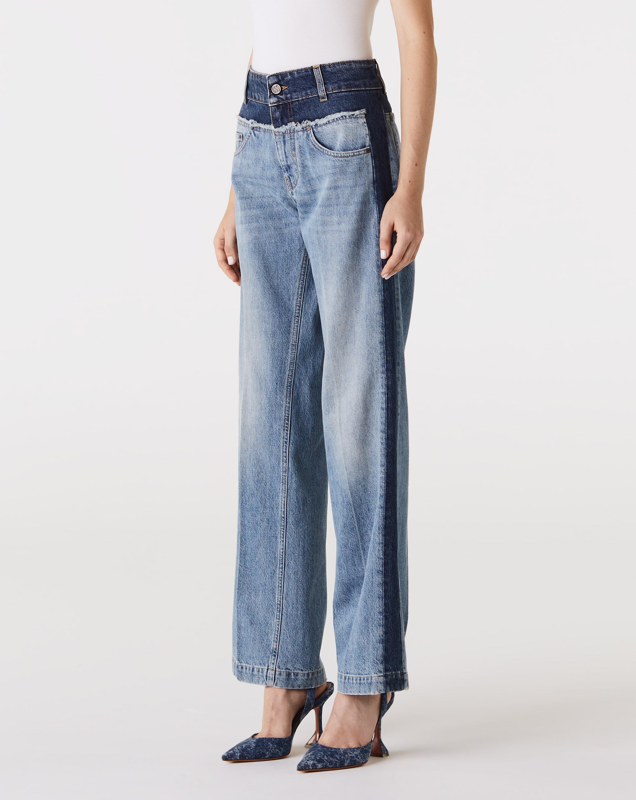 Paneled Blue Denim Jeans