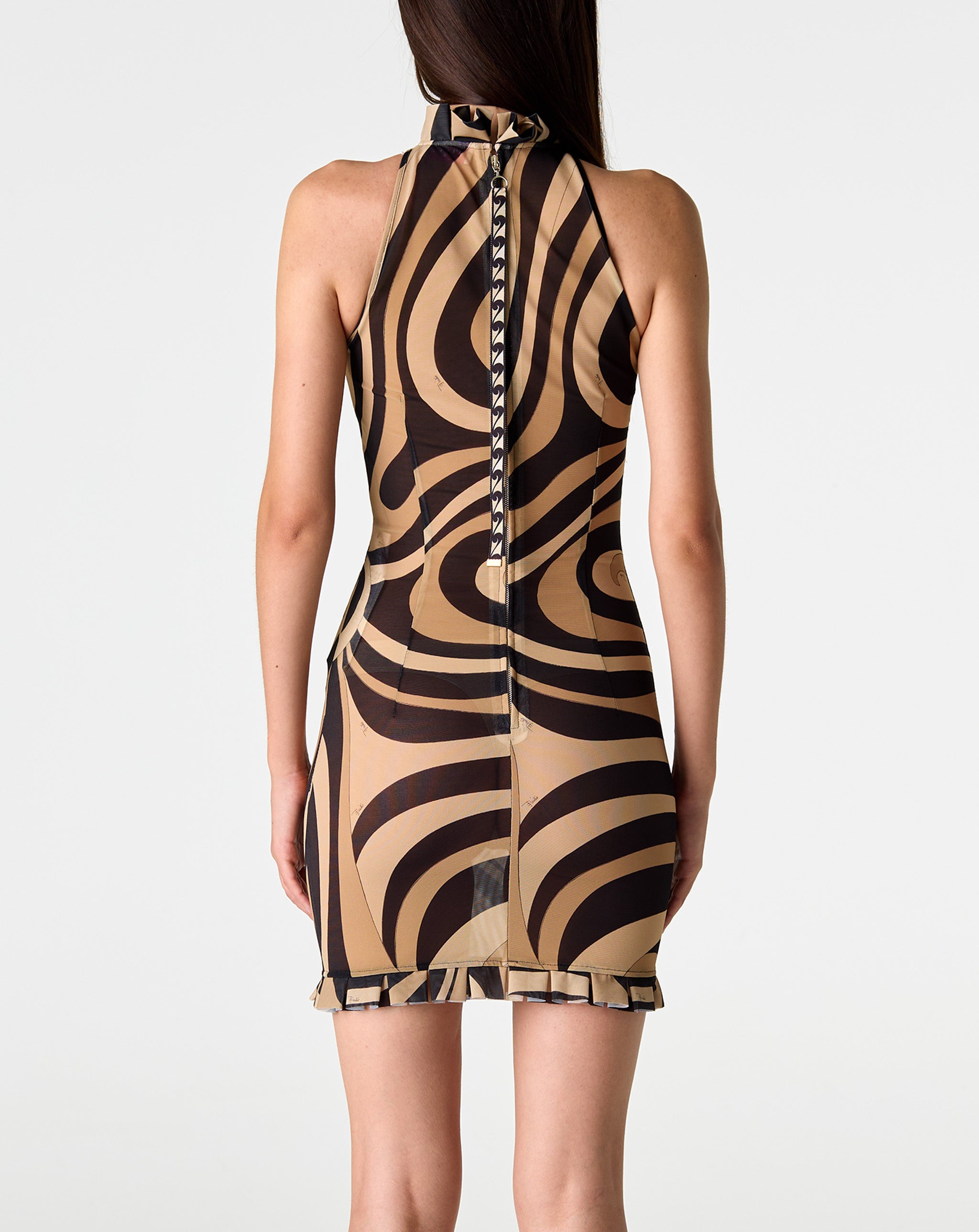 Mesh High Neck S/L Dress