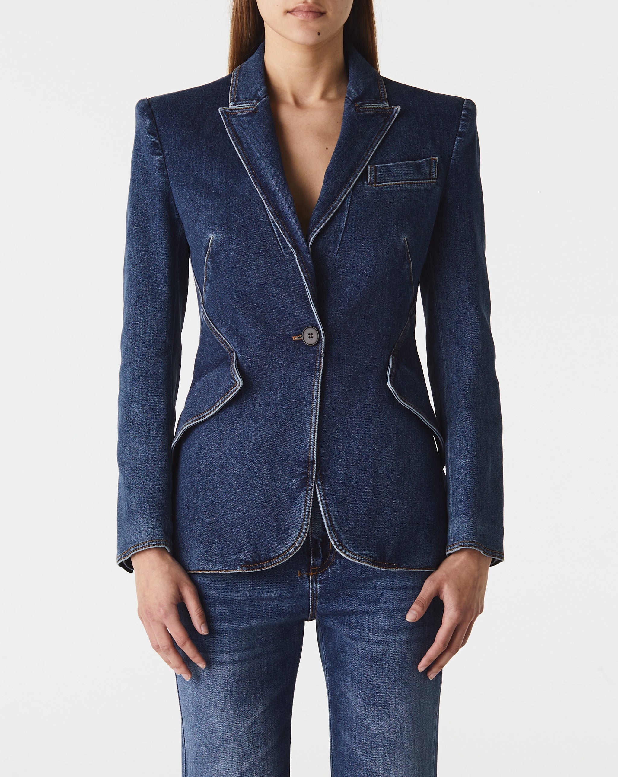 One Button Denim Jacket