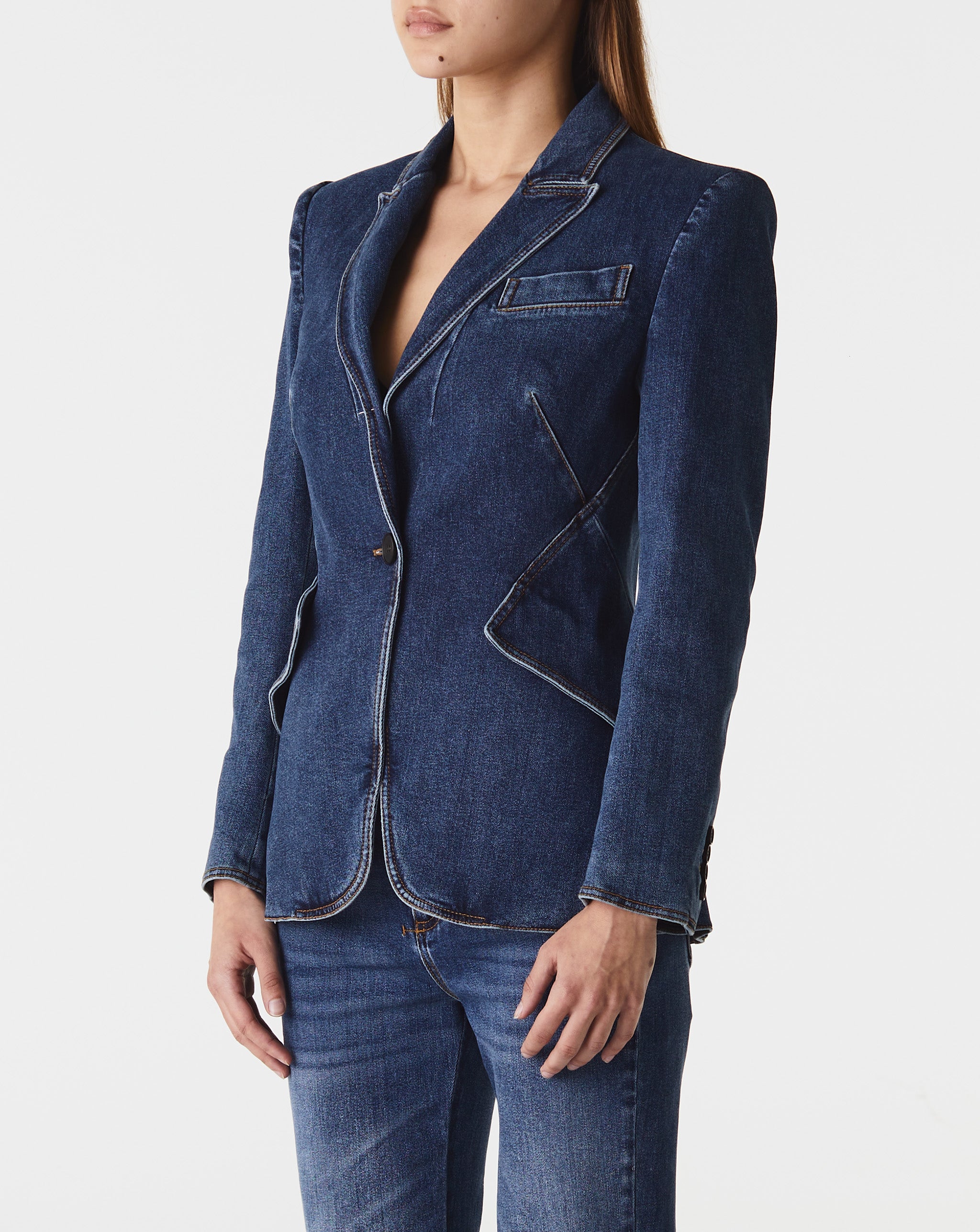 One Button Denim Jacket