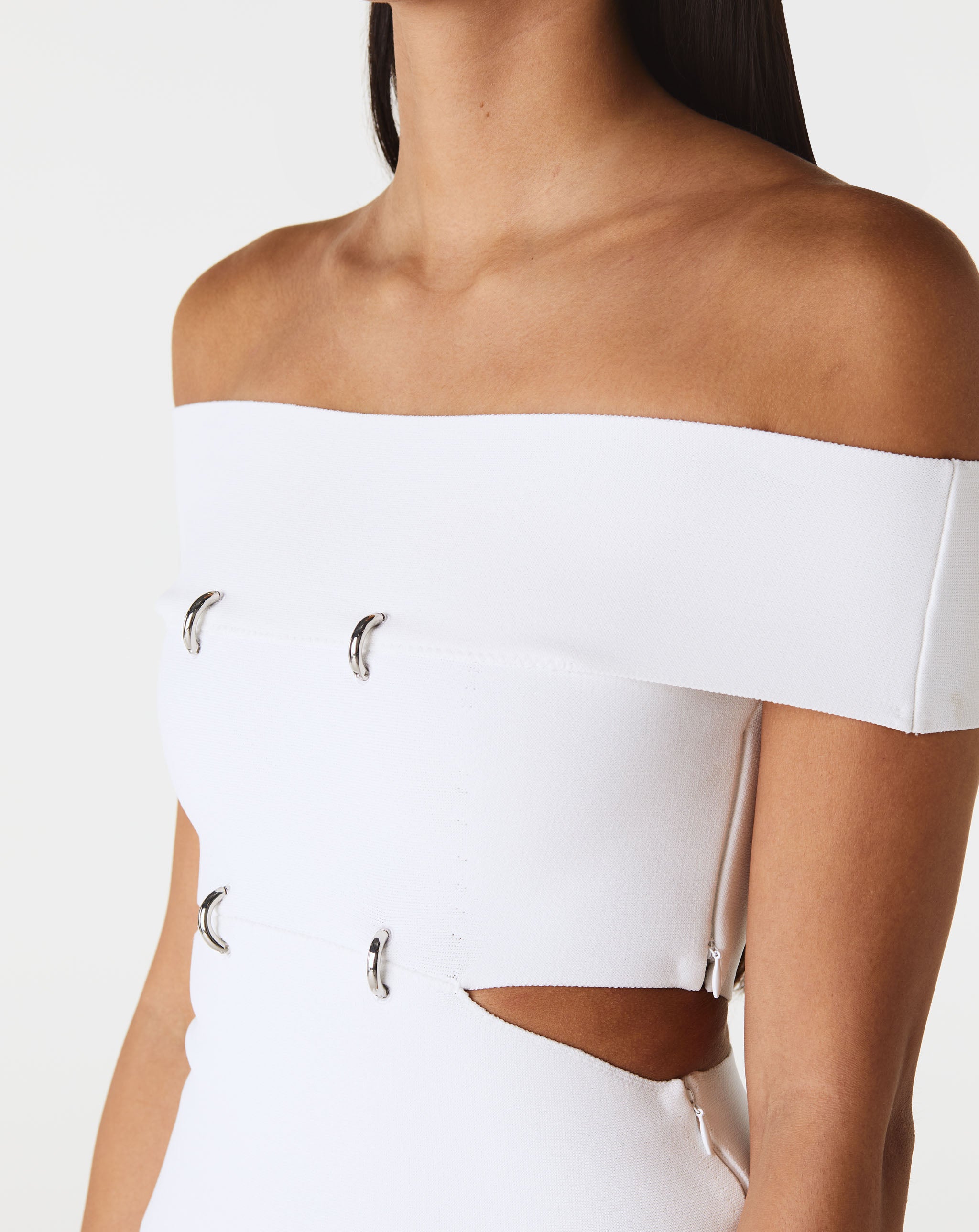 Sliced Off Shoulder Knit Dress