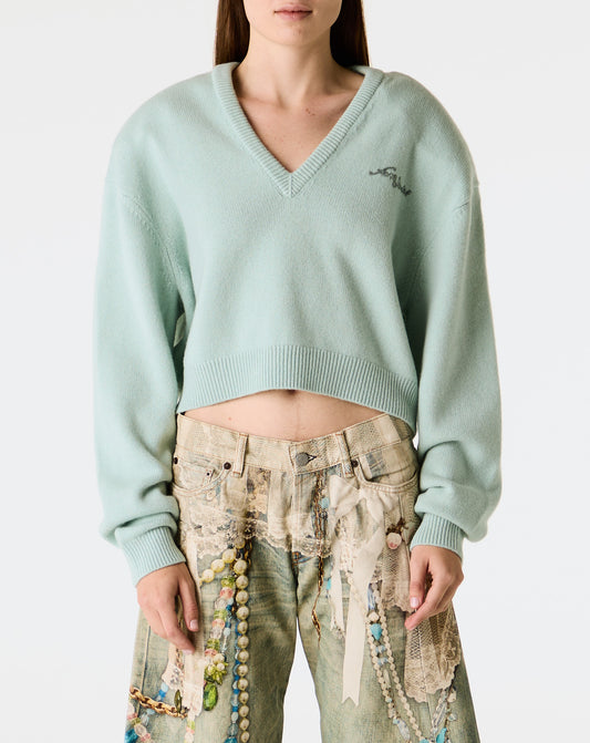 L/S Cropped Knit V-Neck