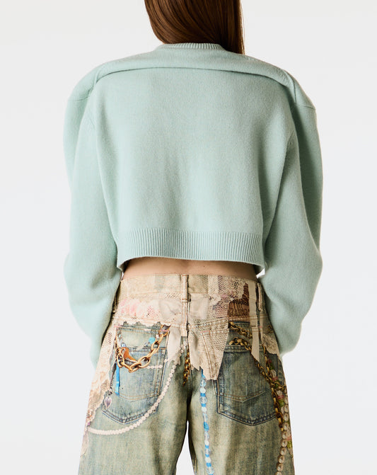 L/S Cropped Knit V-Neck