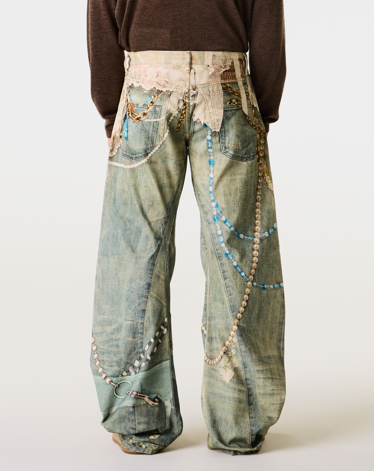 Jewel Printed Draped Jean