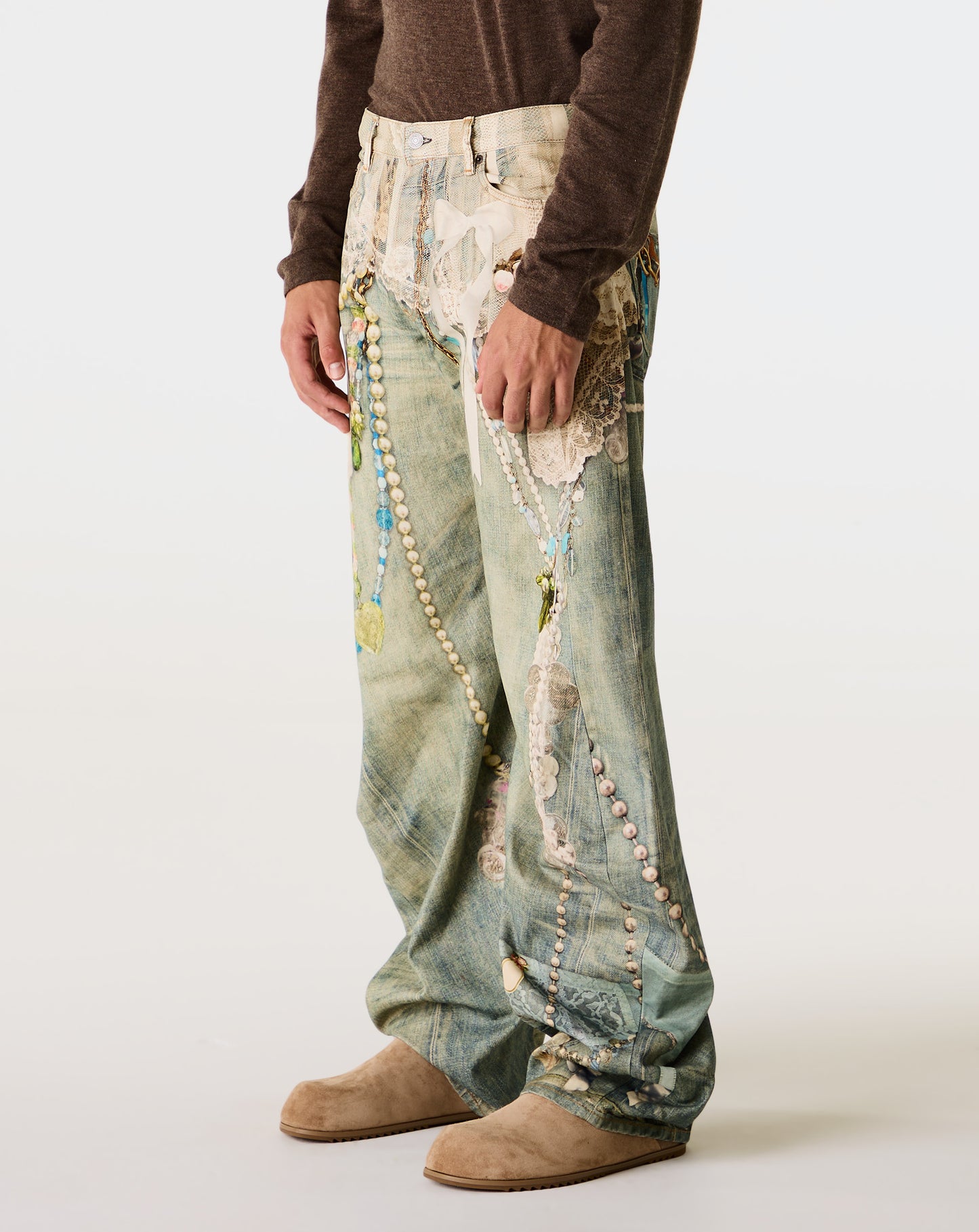Jewel Printed Draped Jean