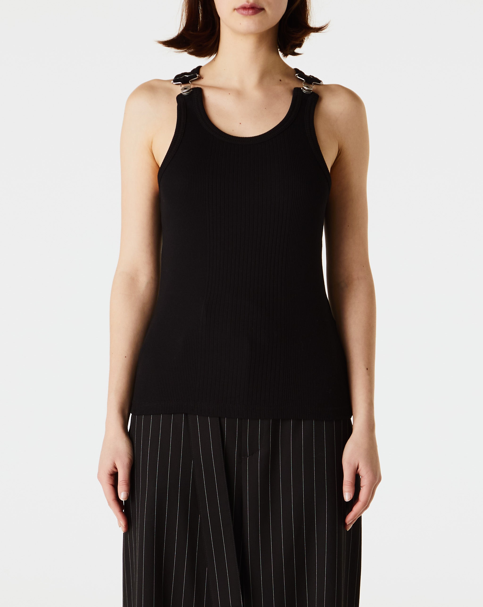 Ribbed Tank Top With Overall Buckles