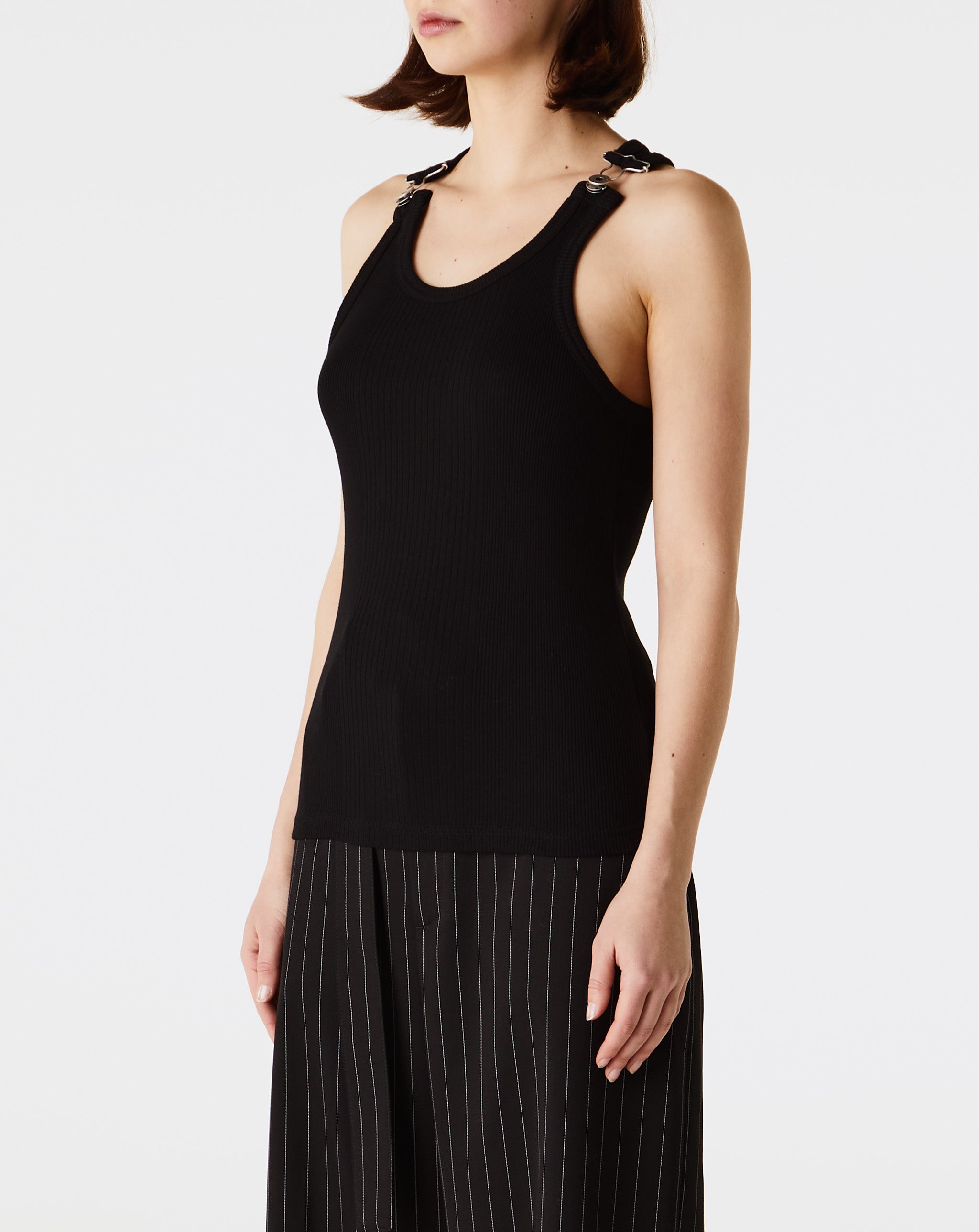 Ribbed Tank Top With Overall Buckles