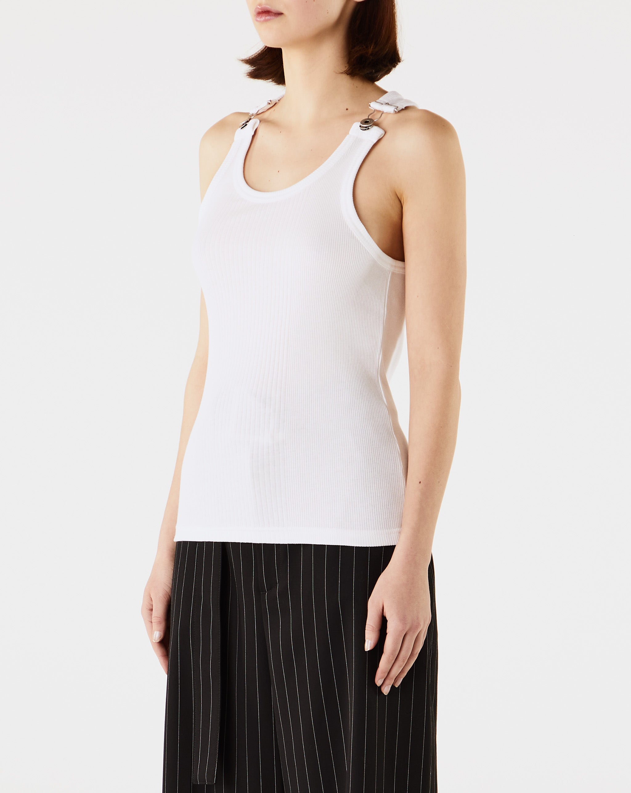 Ribbed Tank Top With Overall Buckles