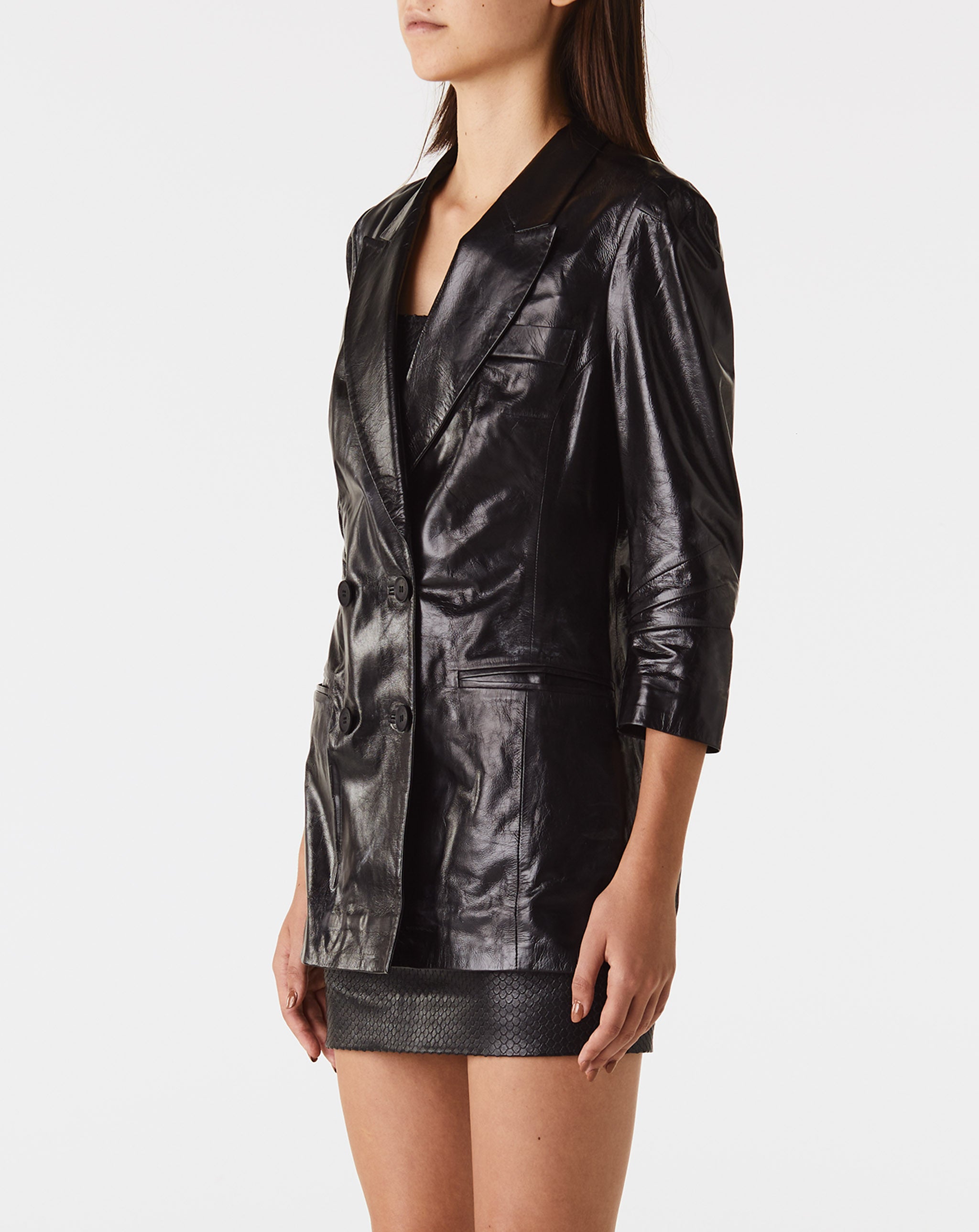 Wrap Leather Blazer