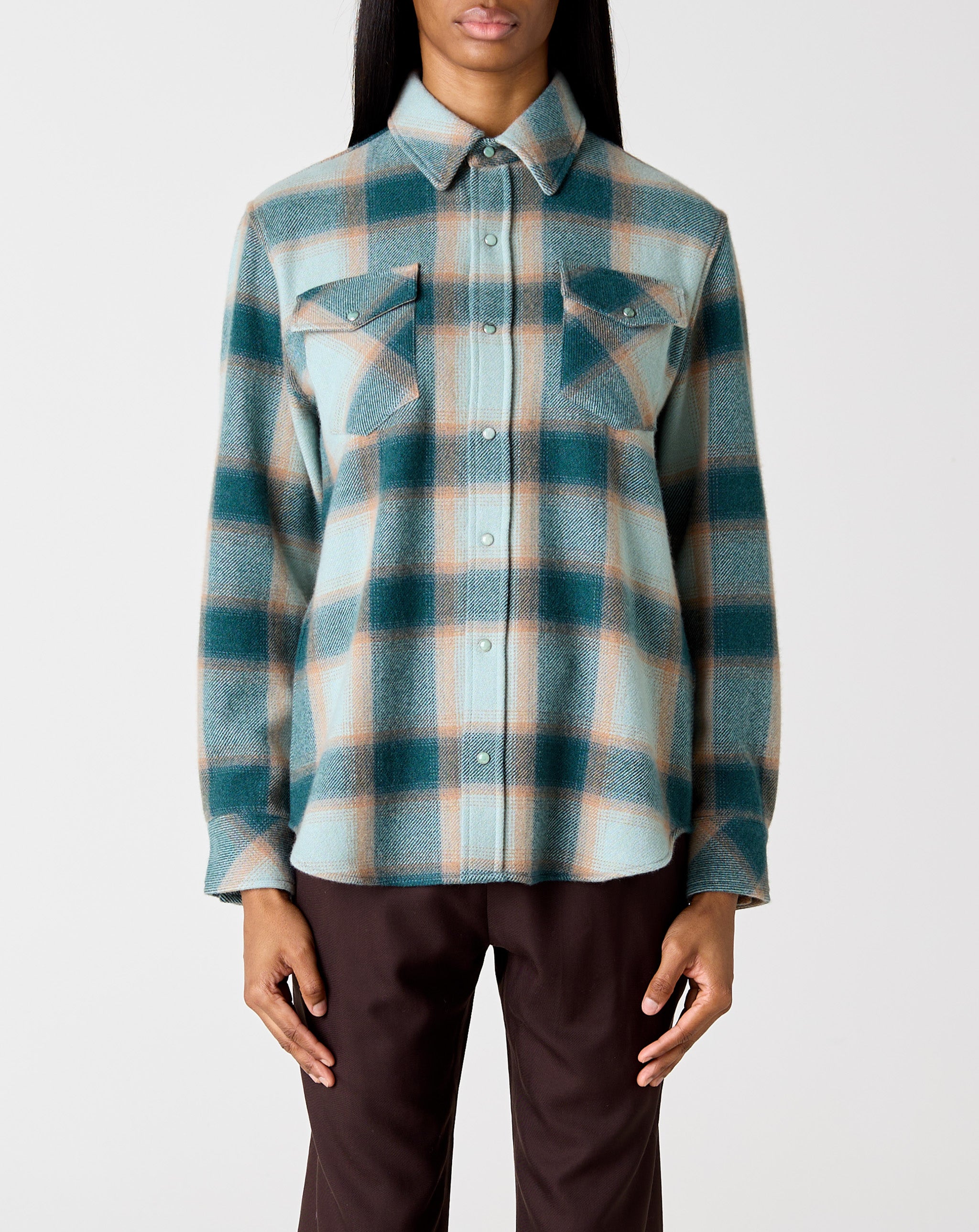 Avocado Shawdow Plaid Cashmere Shirt