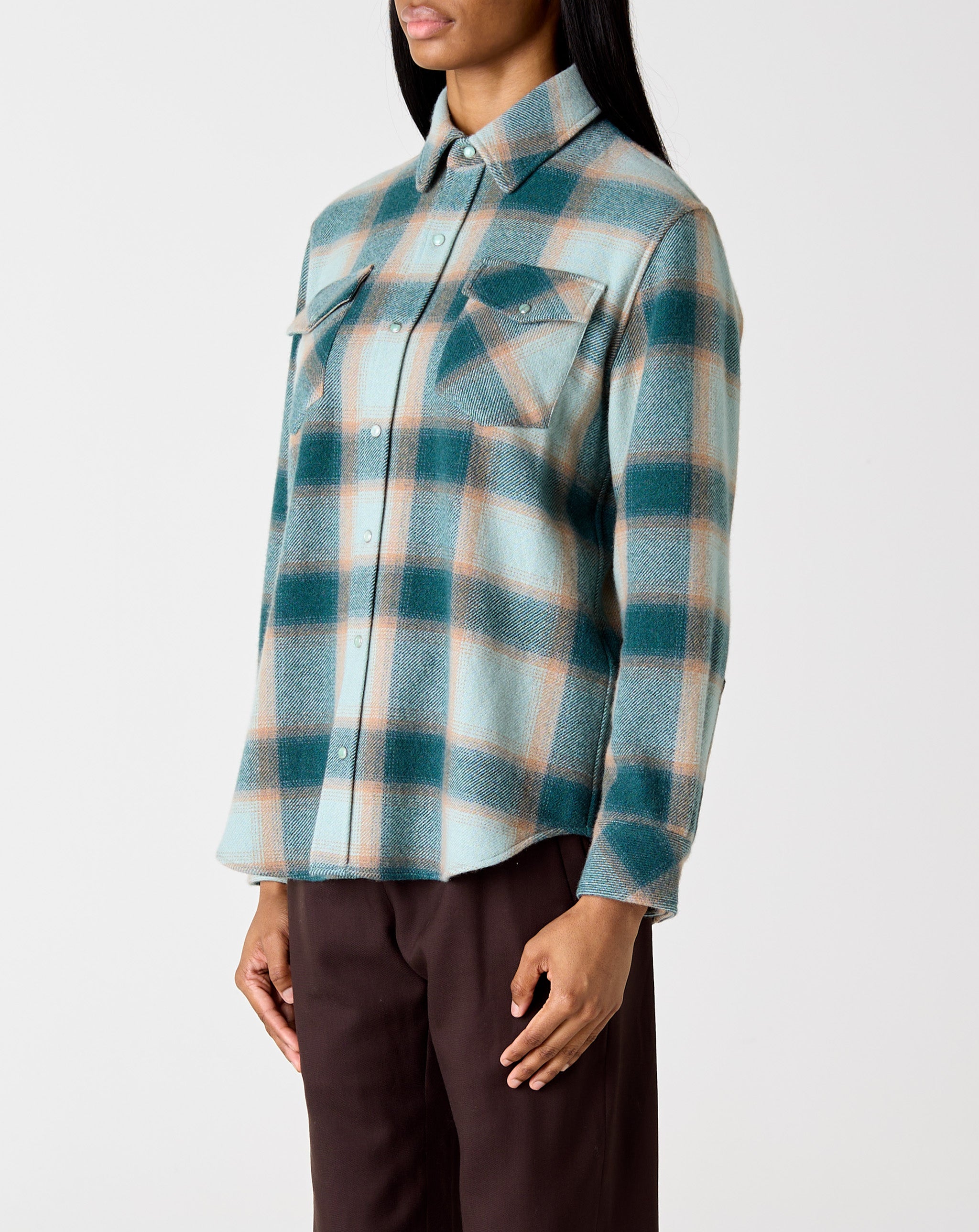 Avocado Shawdow Plaid Cashmere Shirt
