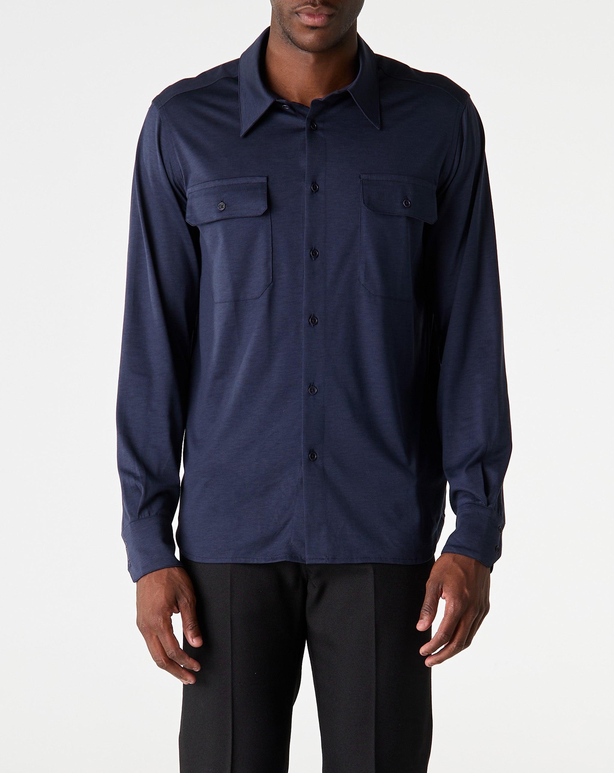 Silk Blend Military Shirt