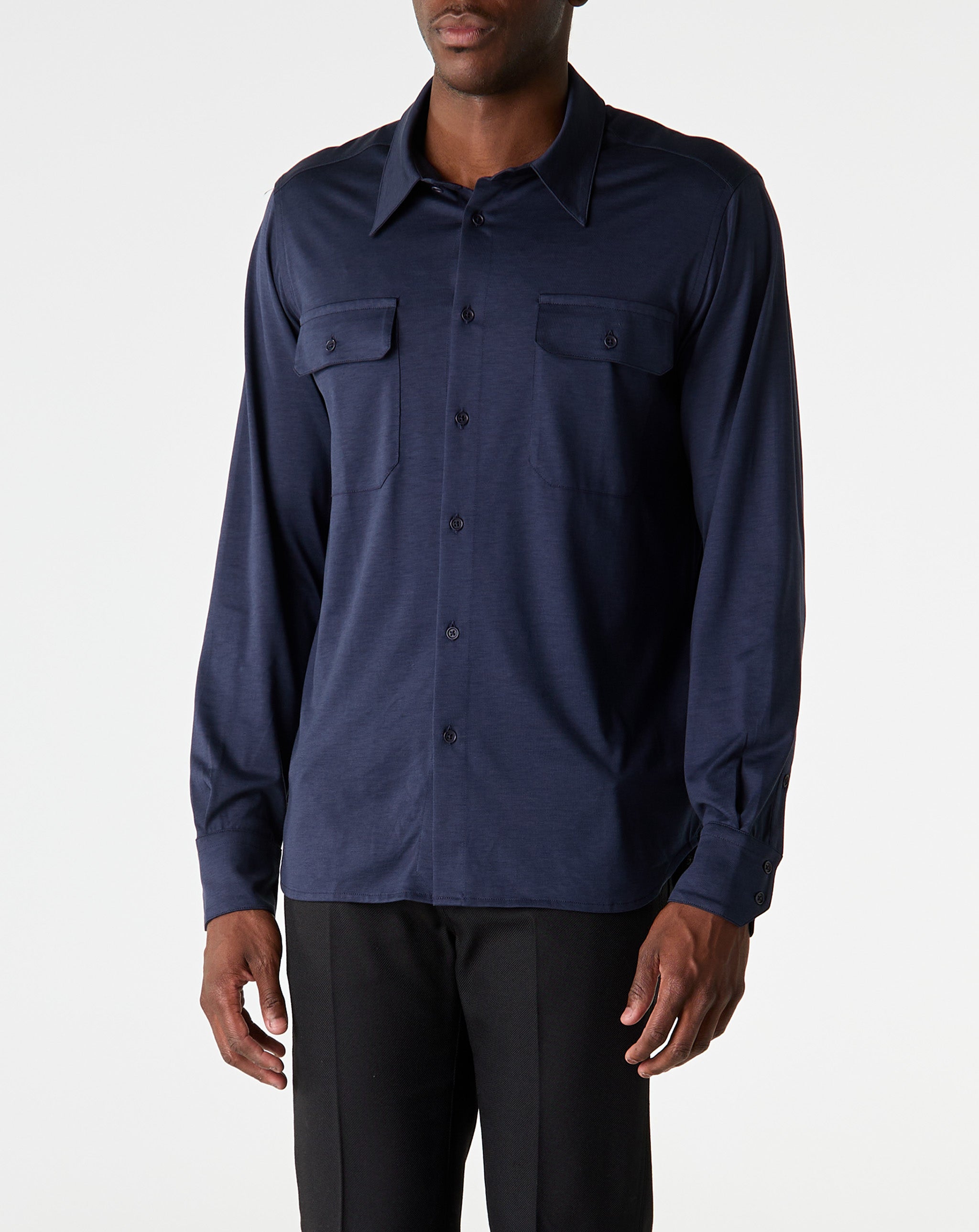 Silk Blend Military Shirt