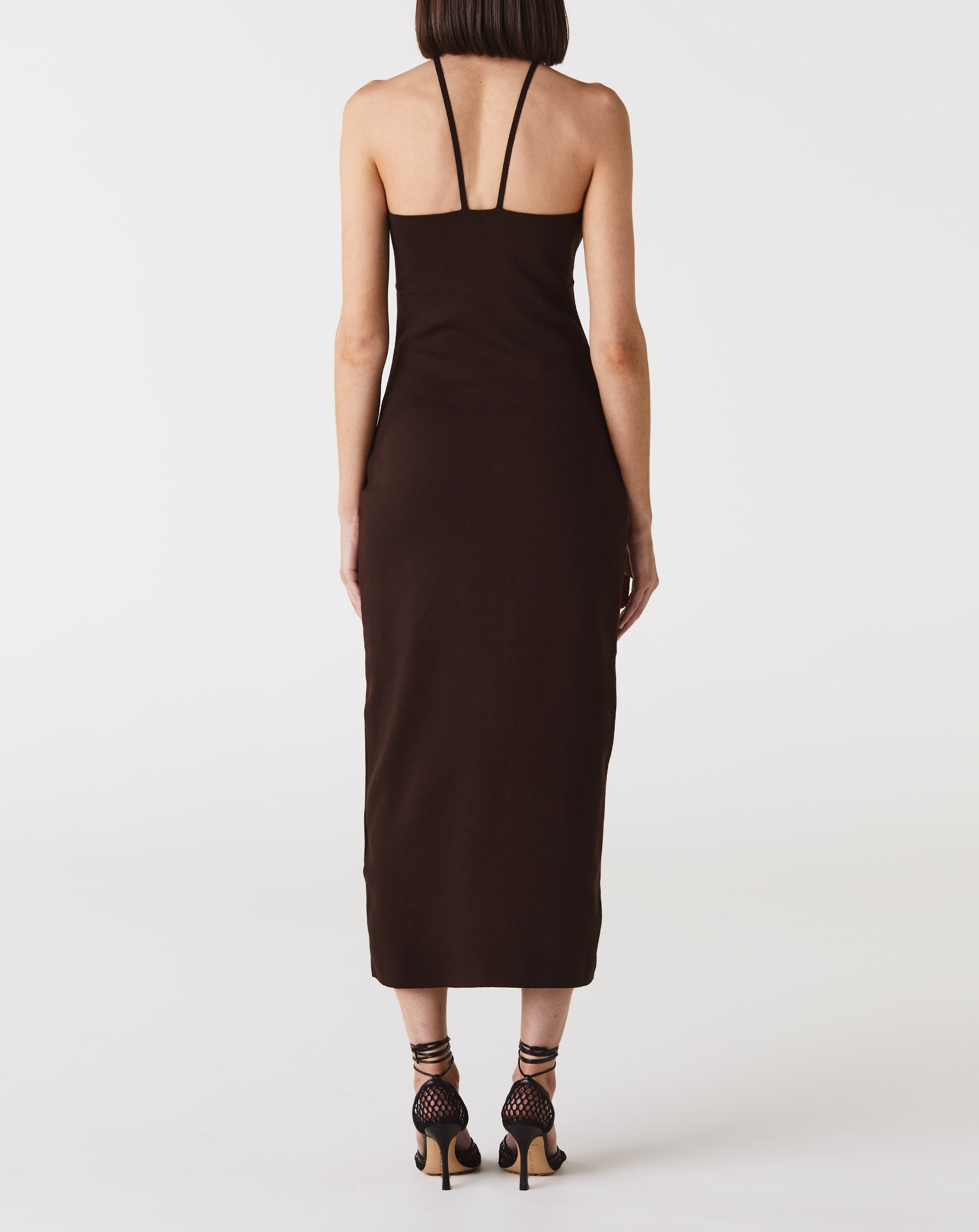 Y Neck Knit Midi Dress