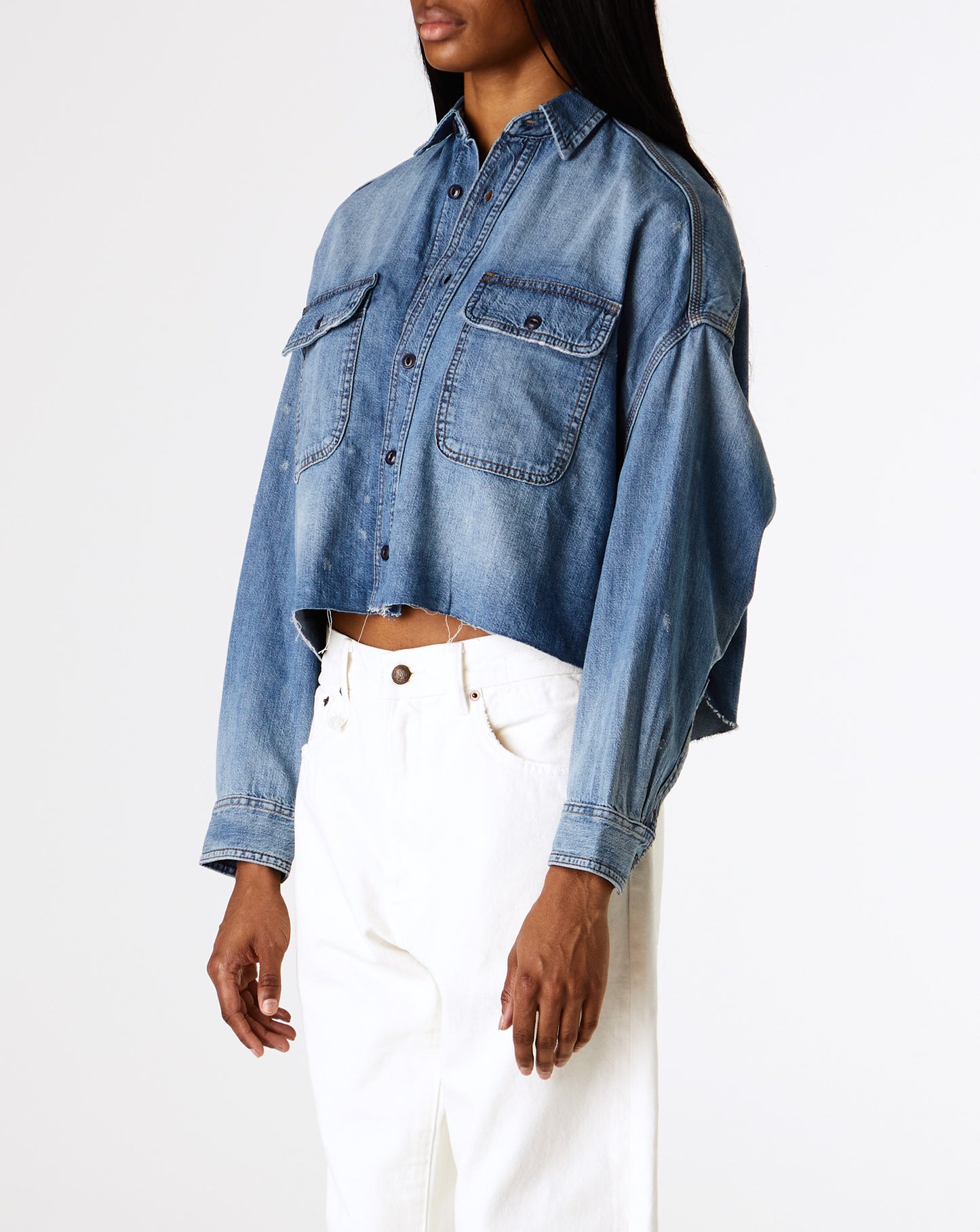 Cropped Denim Shirt