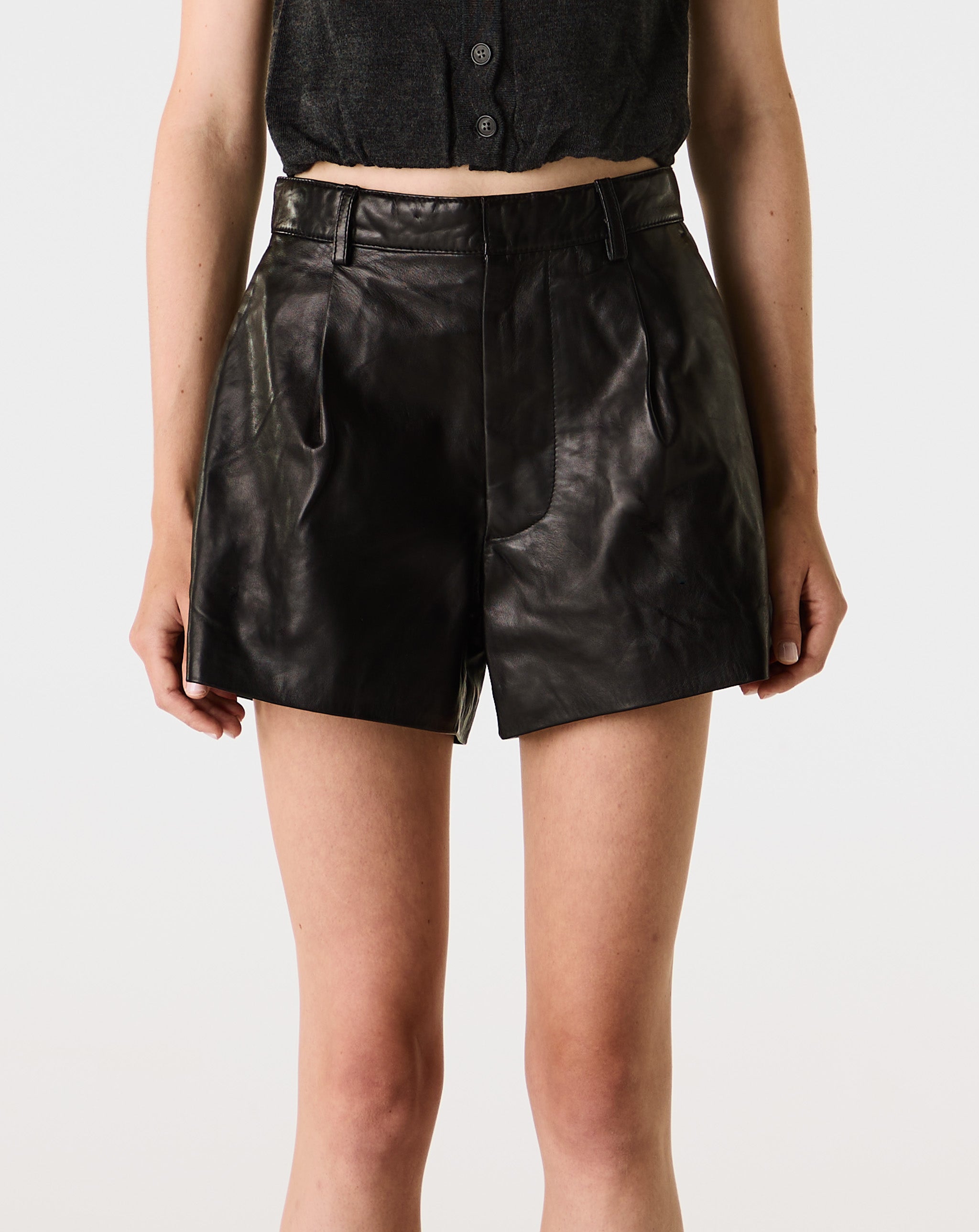 Wide Leg Leather Shorts