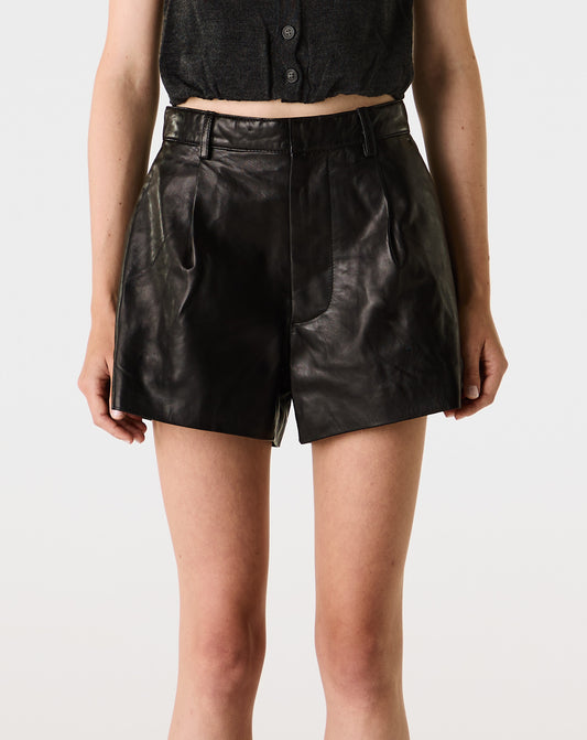 Wide Leg Leather Shorts