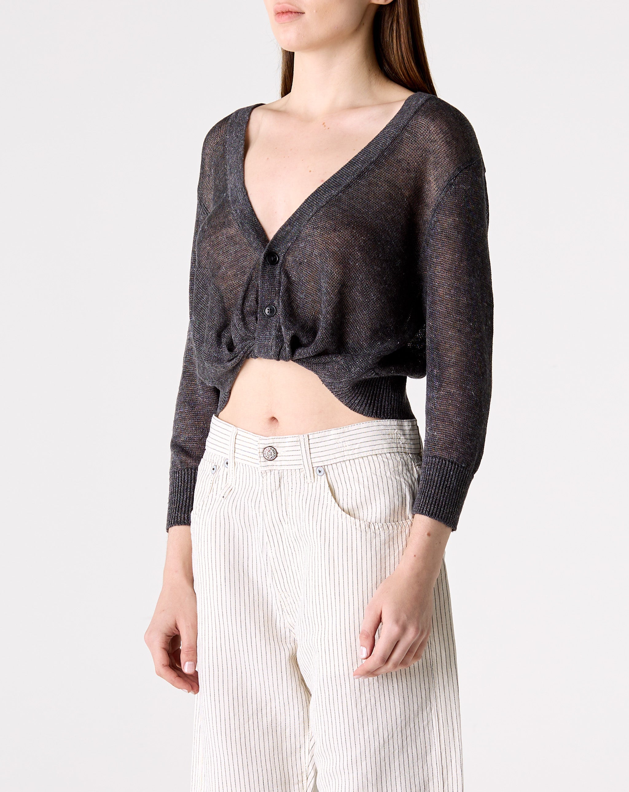 3/4 Sleeve Twiested Front Cardigan