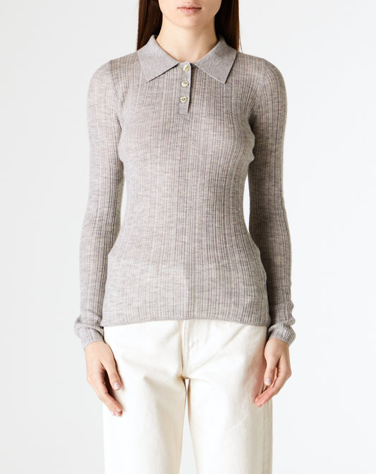 Rib Pointelle L/S Polo