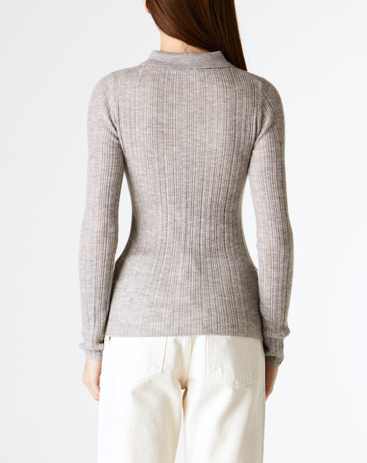 Rib Pointelle L/S Polo