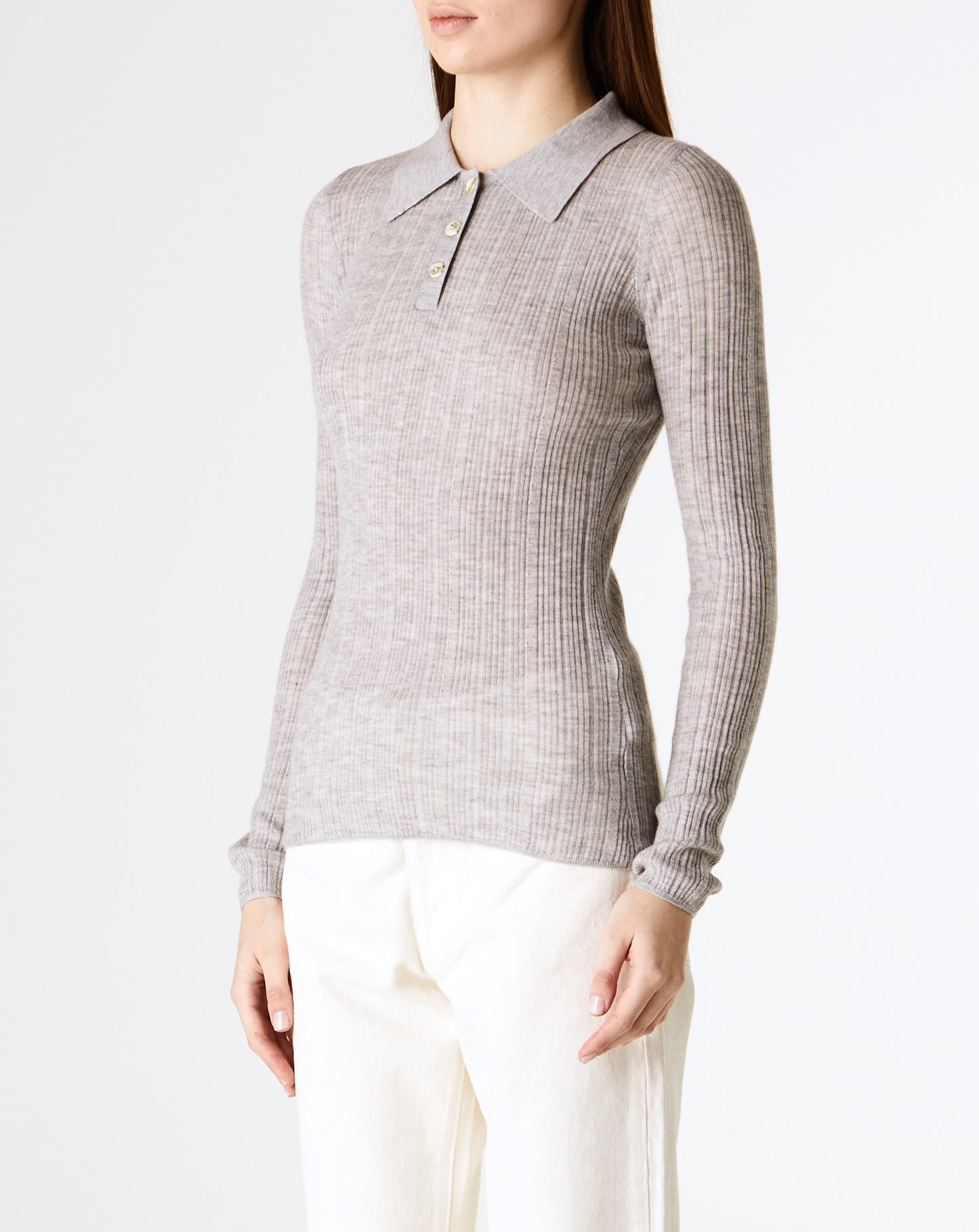 Rib Pointelle L/S Polo