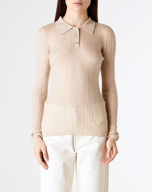Rib Pointelle L/S Polo