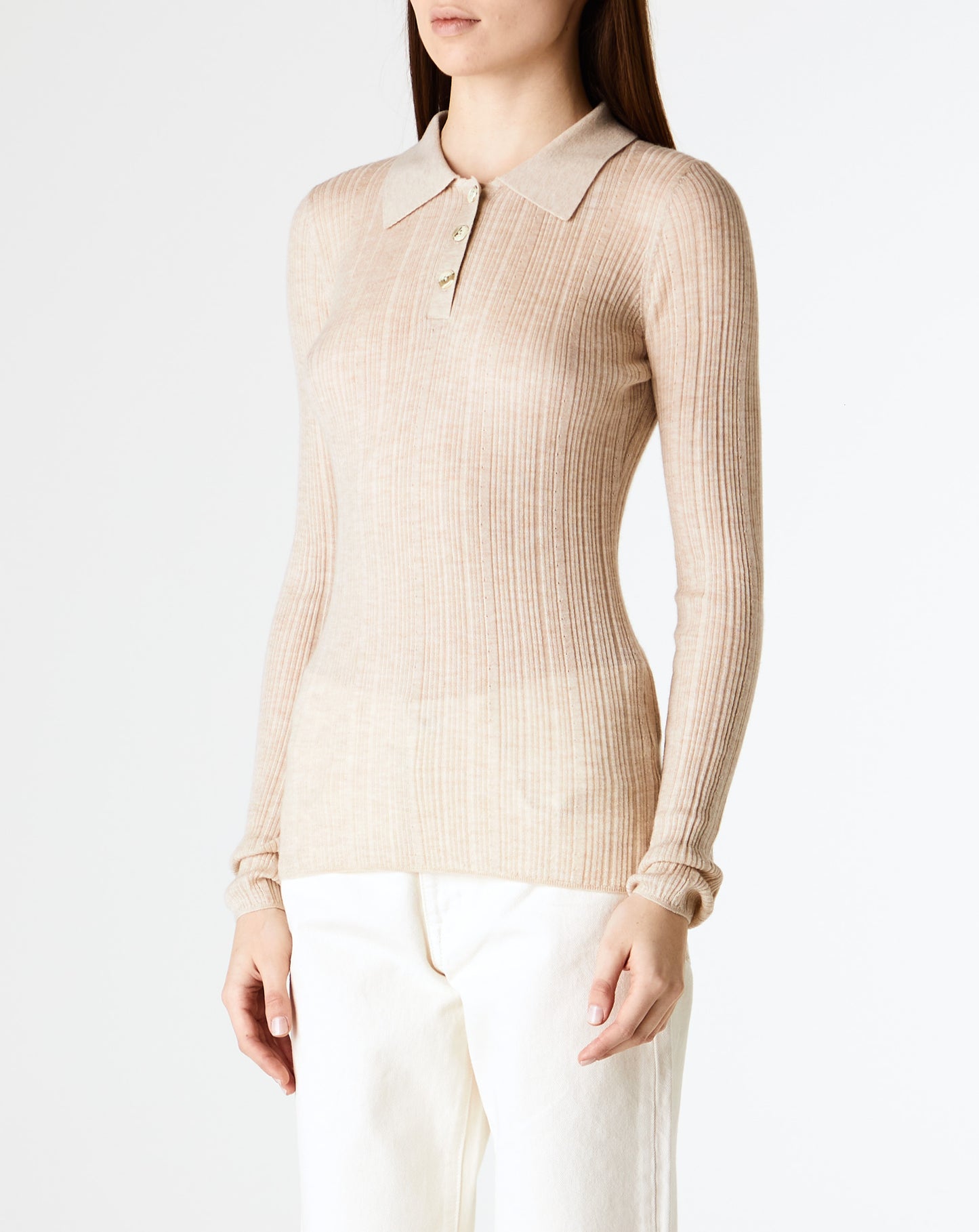 Rib Pointelle L/S Polo