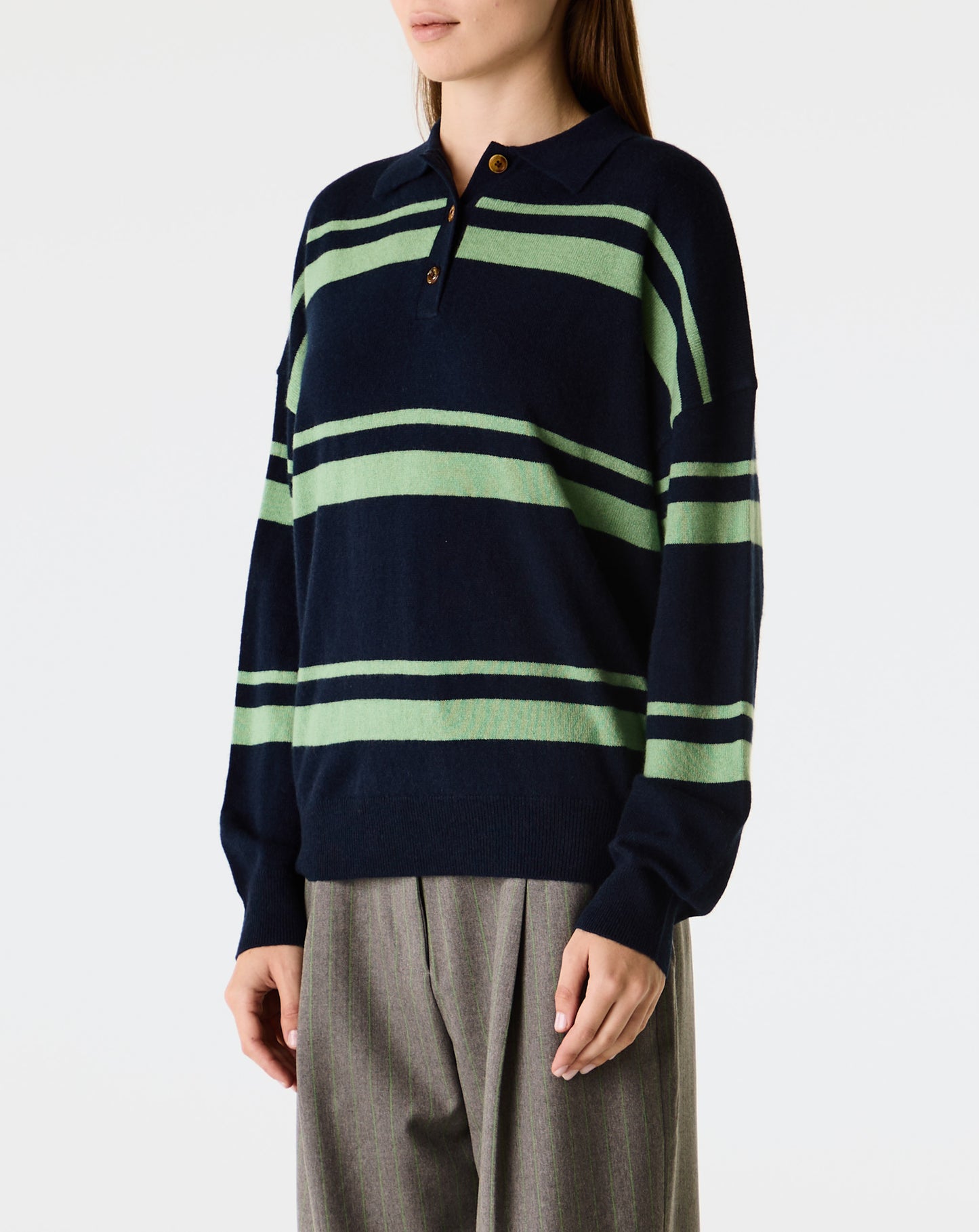 Cashmere Striped Polo